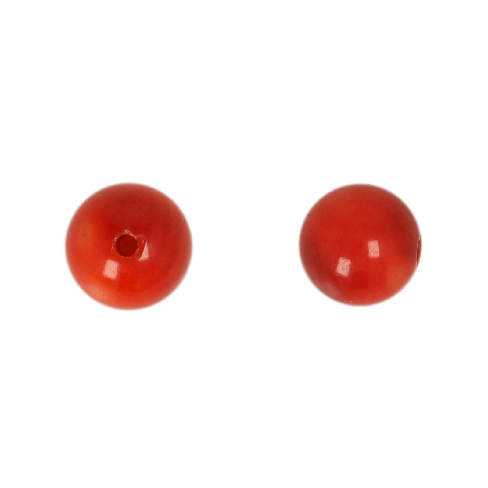 red bamboo coral half-drilled smooth round 6mm | 4pc