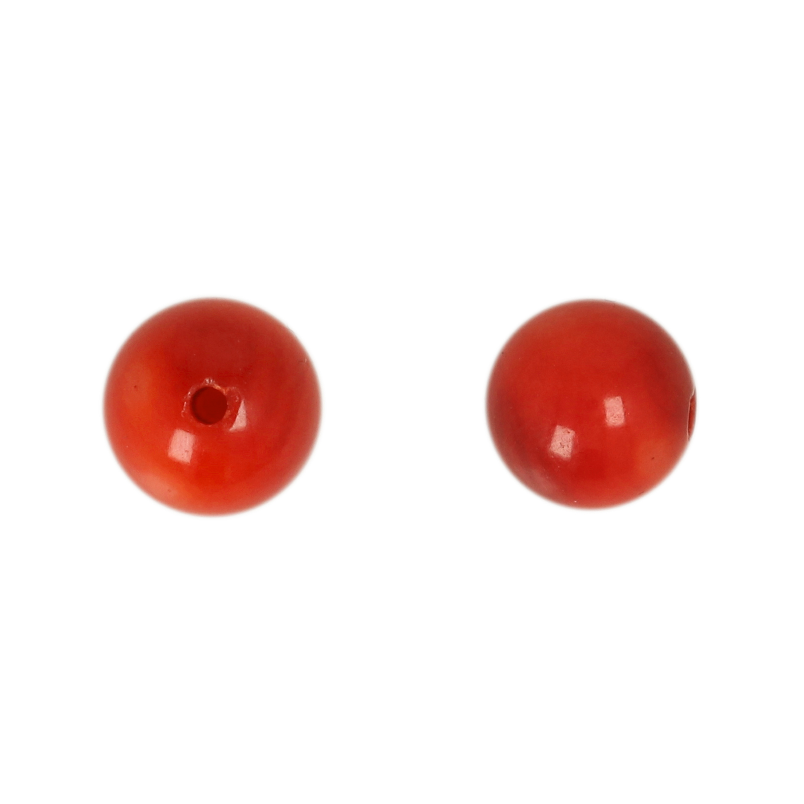 red bamboo coral half-drilled smooth round 7,5mm | 2pc