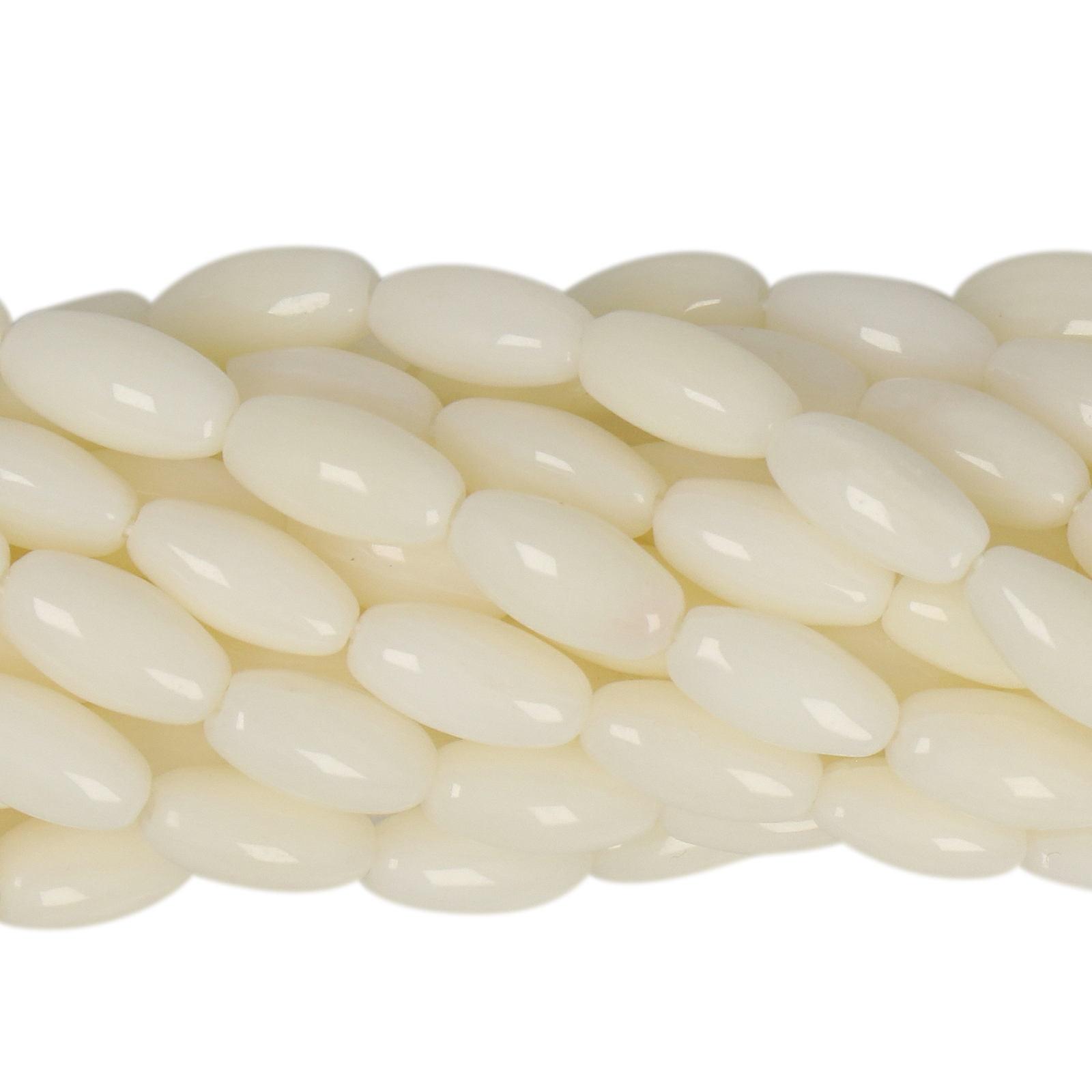 white bamboo coral smooth rice 8x4mm | 15/16-inch strand