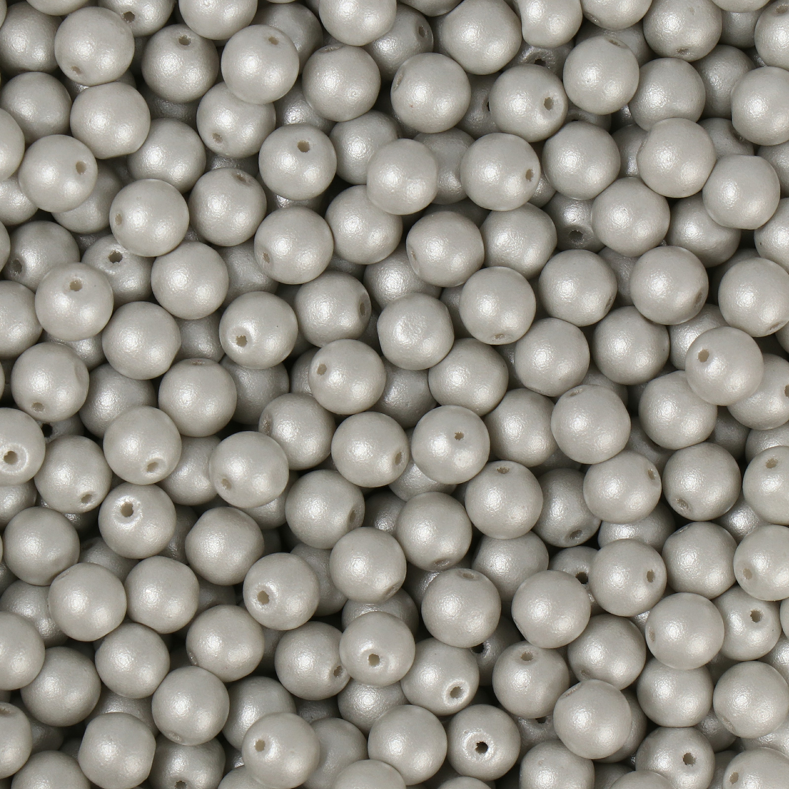 frizzy glasperlen - pastel soft grau - glatt runde 4mm (ca. 250 stück) | 30gr