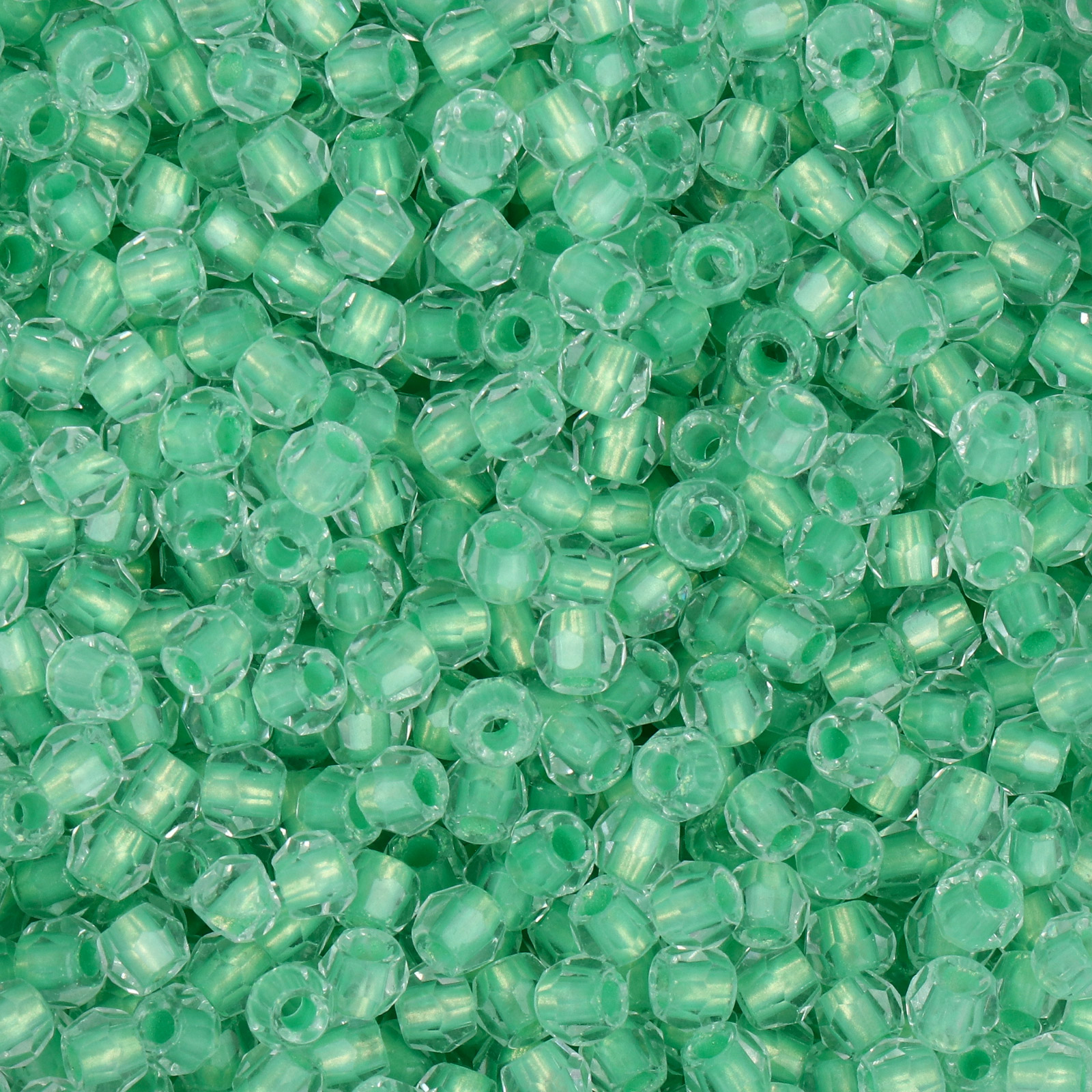 frizzy glass bead - color lined green - faceted round 4mm (450pc aprox.) | 30gr