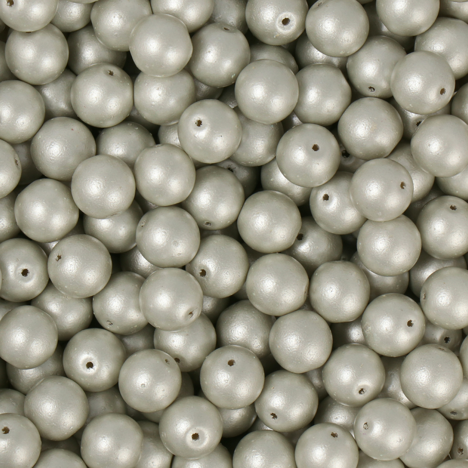 frizzy glasperlen - pastel soft grau - glatt runde 6mm (ca. 95 stück) | 30gr