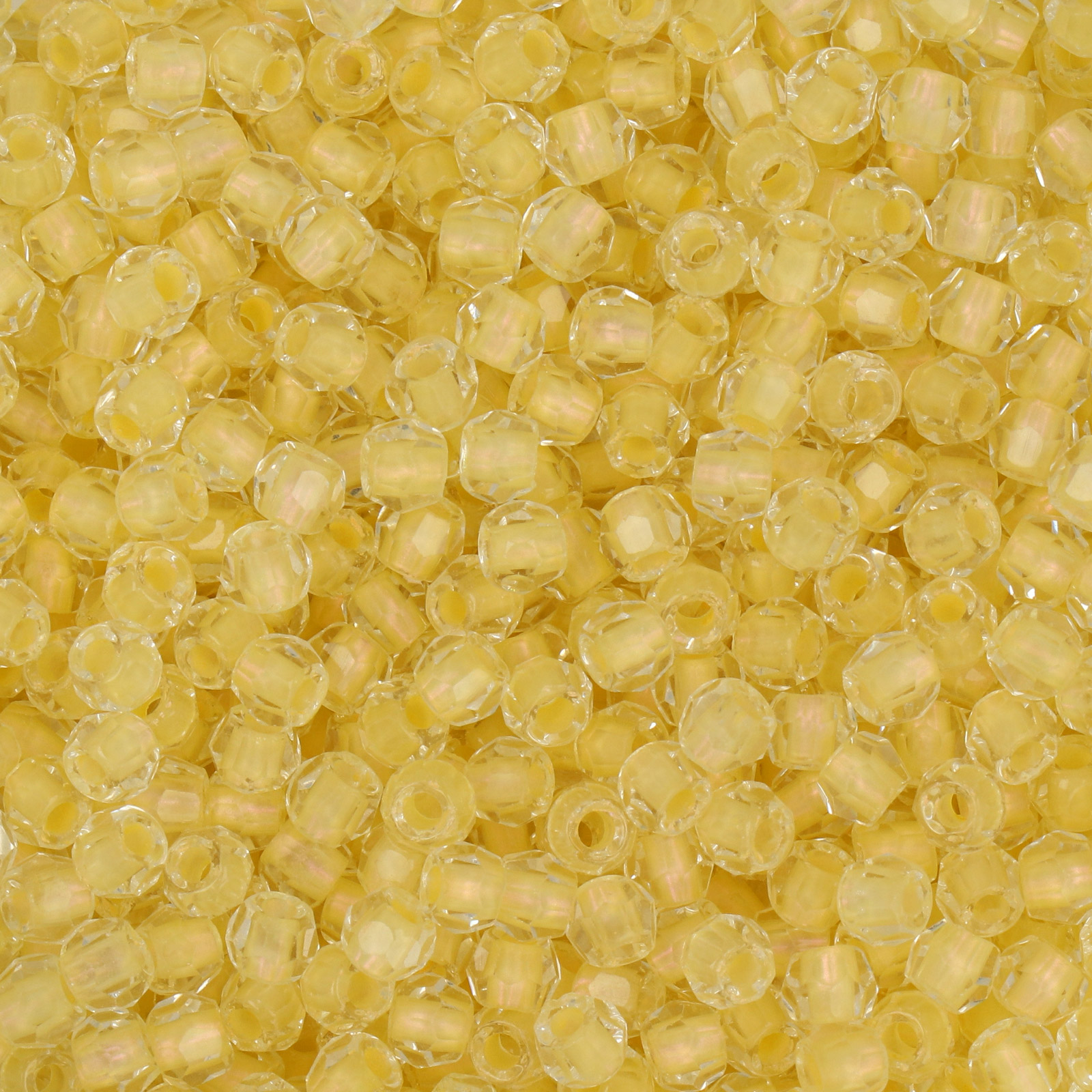 frizzy glass bead - color lined pale yellow - faceted round 4mm (450pc aprox.) | 30gr