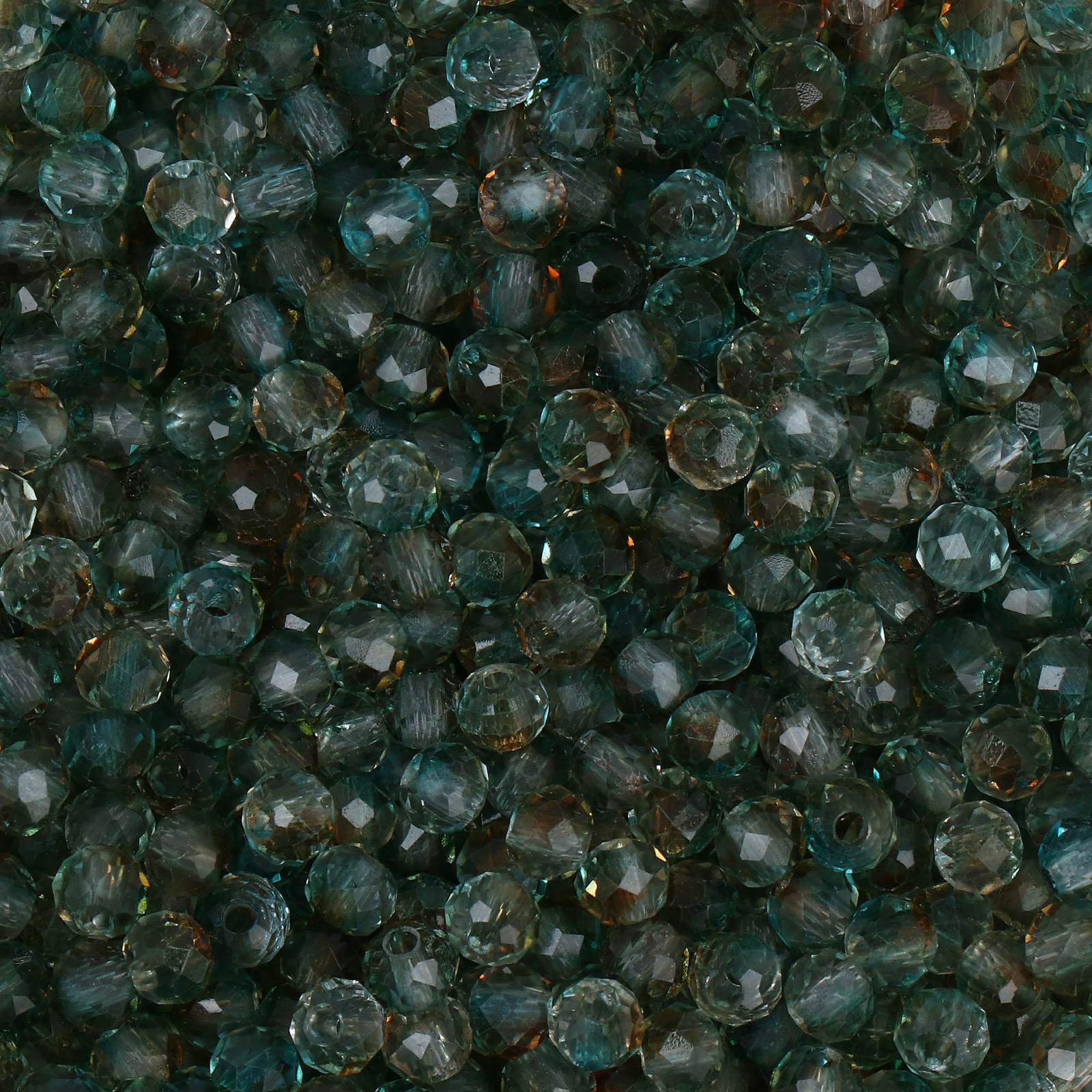 frizzy glass bead - teal/topaz - faceted round 4mm (450pc aprox.) | 30gr
