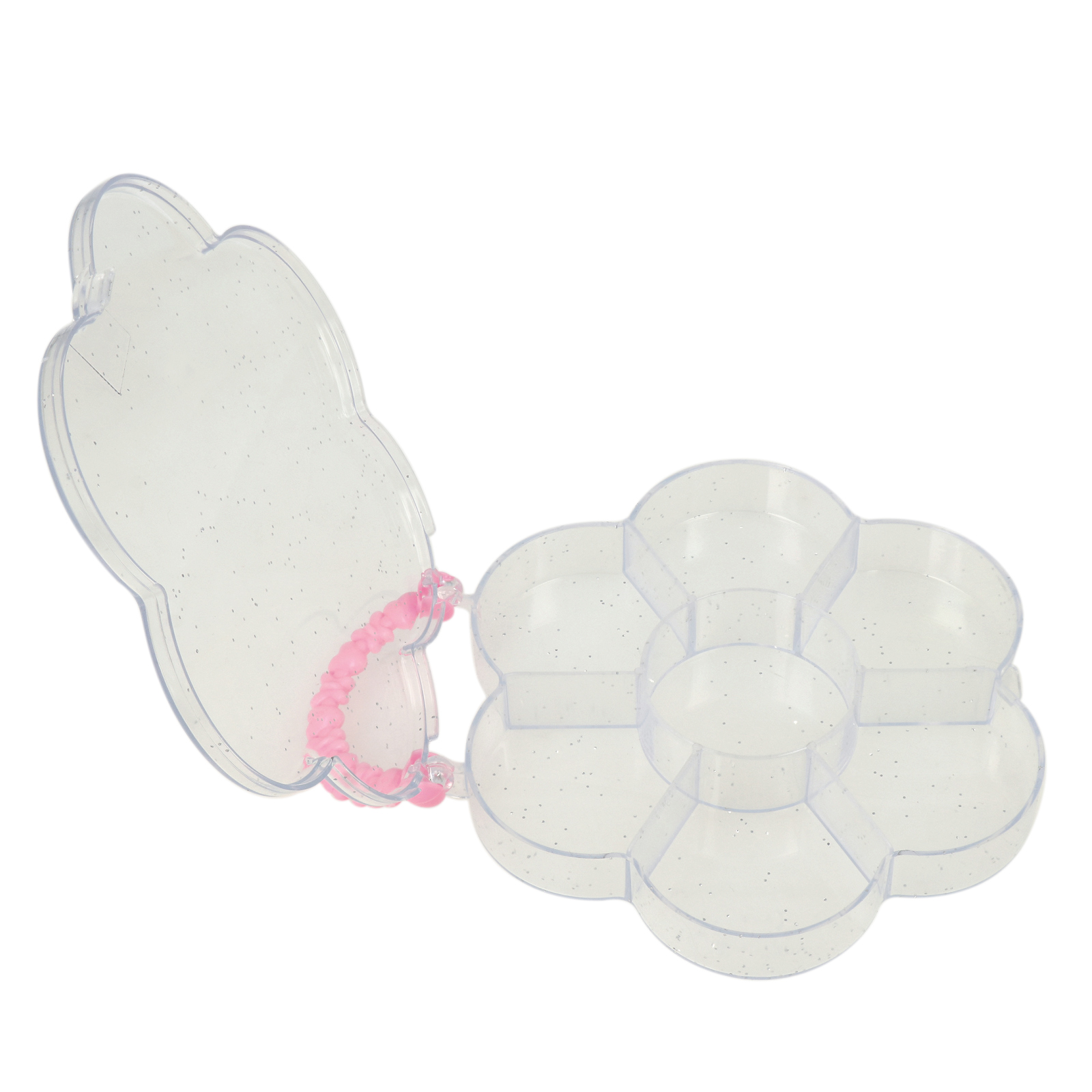 clear organizer plastic box - 7 compartments - flower 14x14x2cm | 1pc
