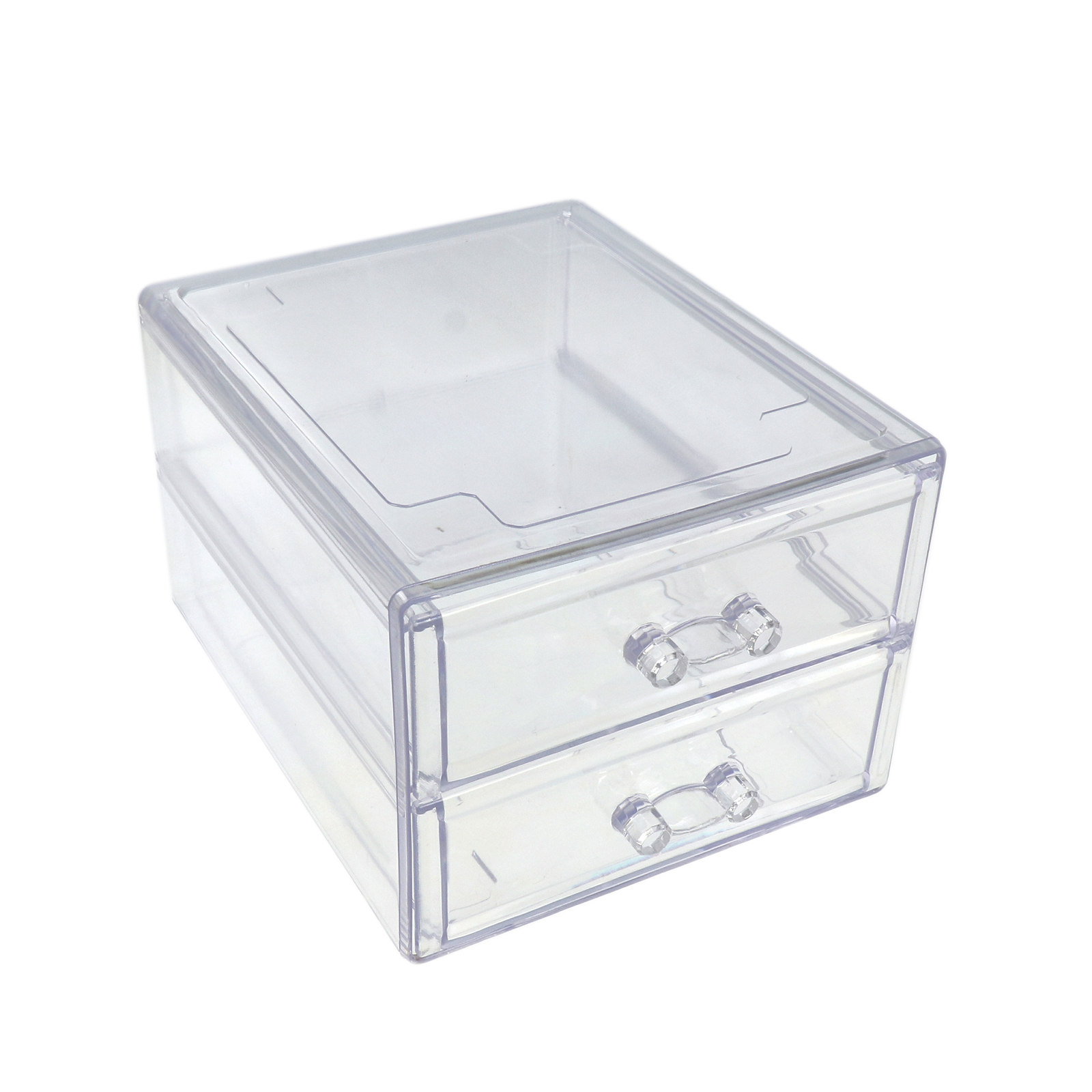 clear organizer plastic box - 2 drawers - 18x15x11,5cm | 1pc