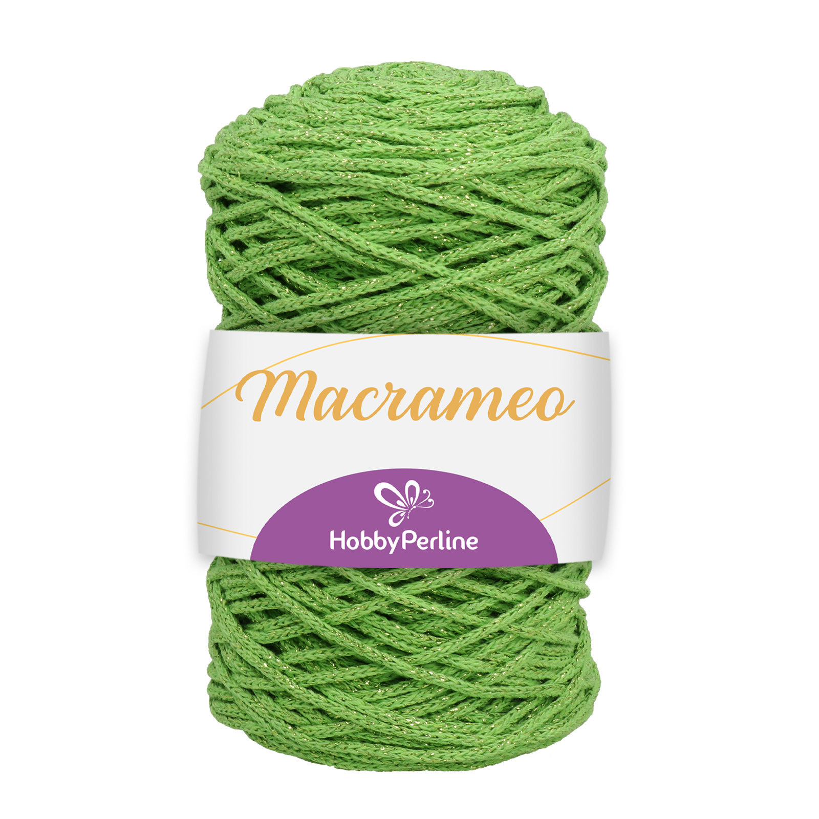 hobbybag macrameo lux - apple green lurex - 250gr (150mt aprox) | 1pc