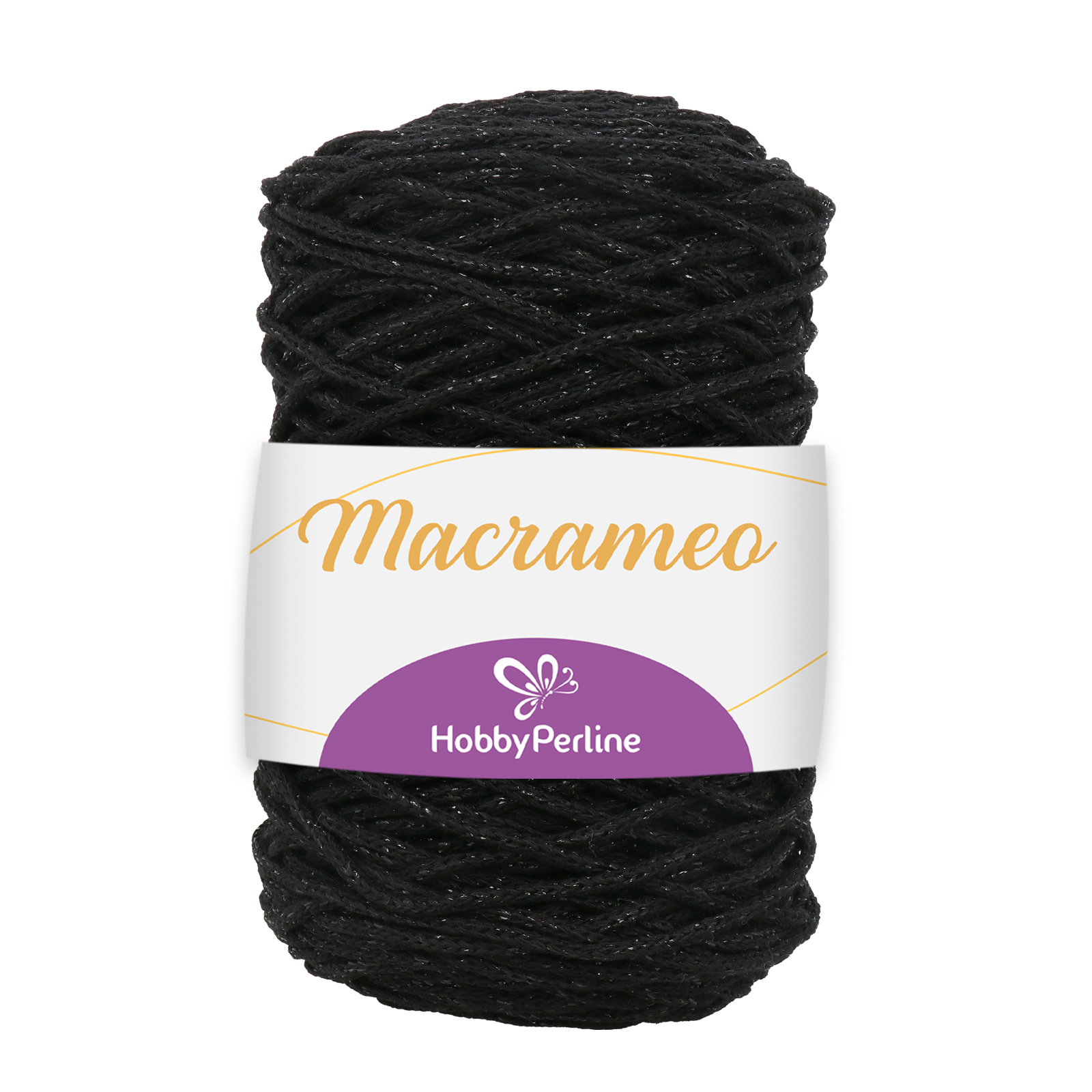 hobbybag macrameo lux - black lurex - 250gr (150mt aprox) | 1pc