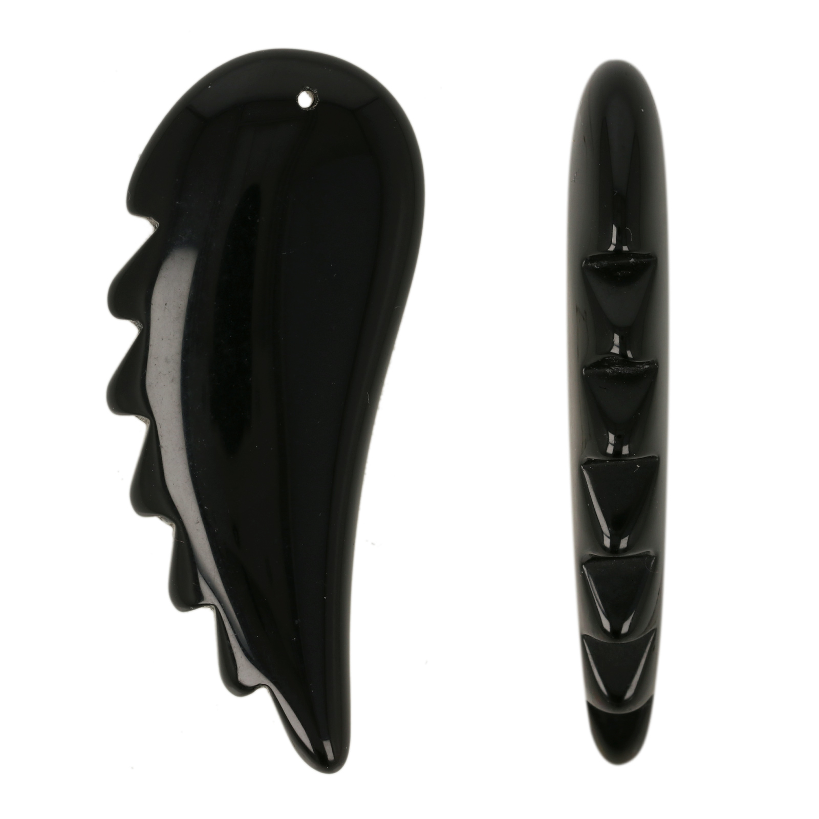 black obsidian pendant smooth wing 55x22mm | 1pc