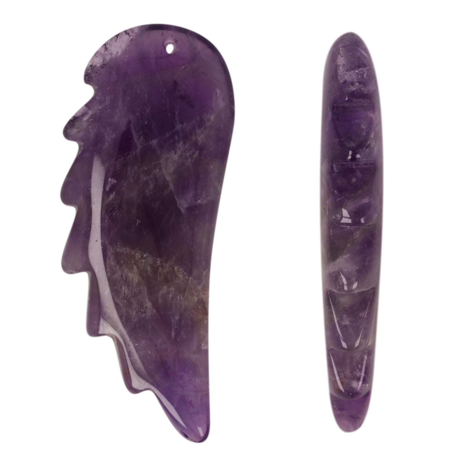 amethyst pendant smooth wing 55x22mm | 1pc