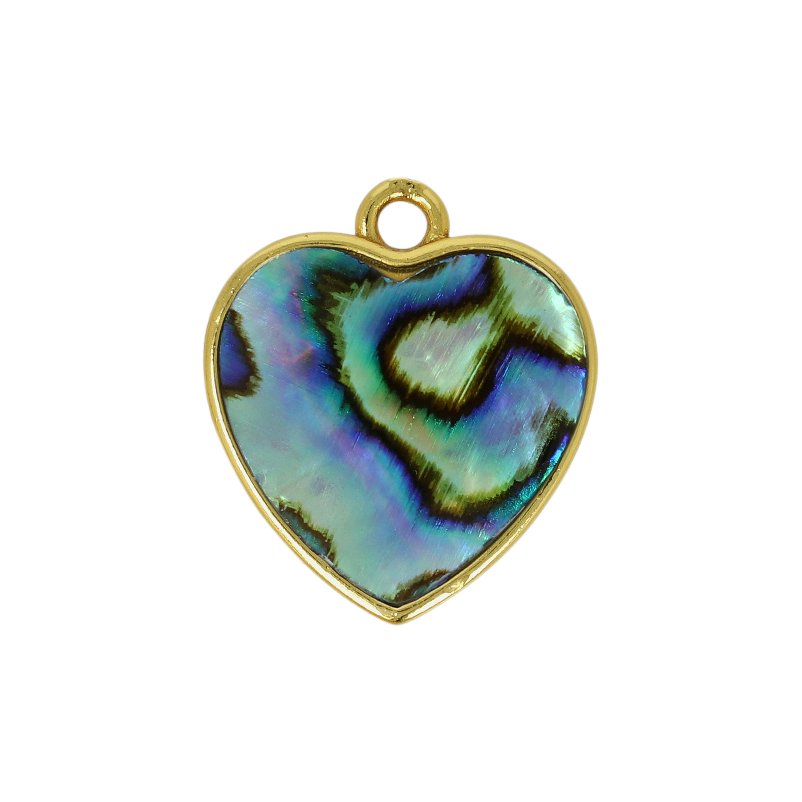 paua shell pendant - gold plated heart 17mm | 1pc