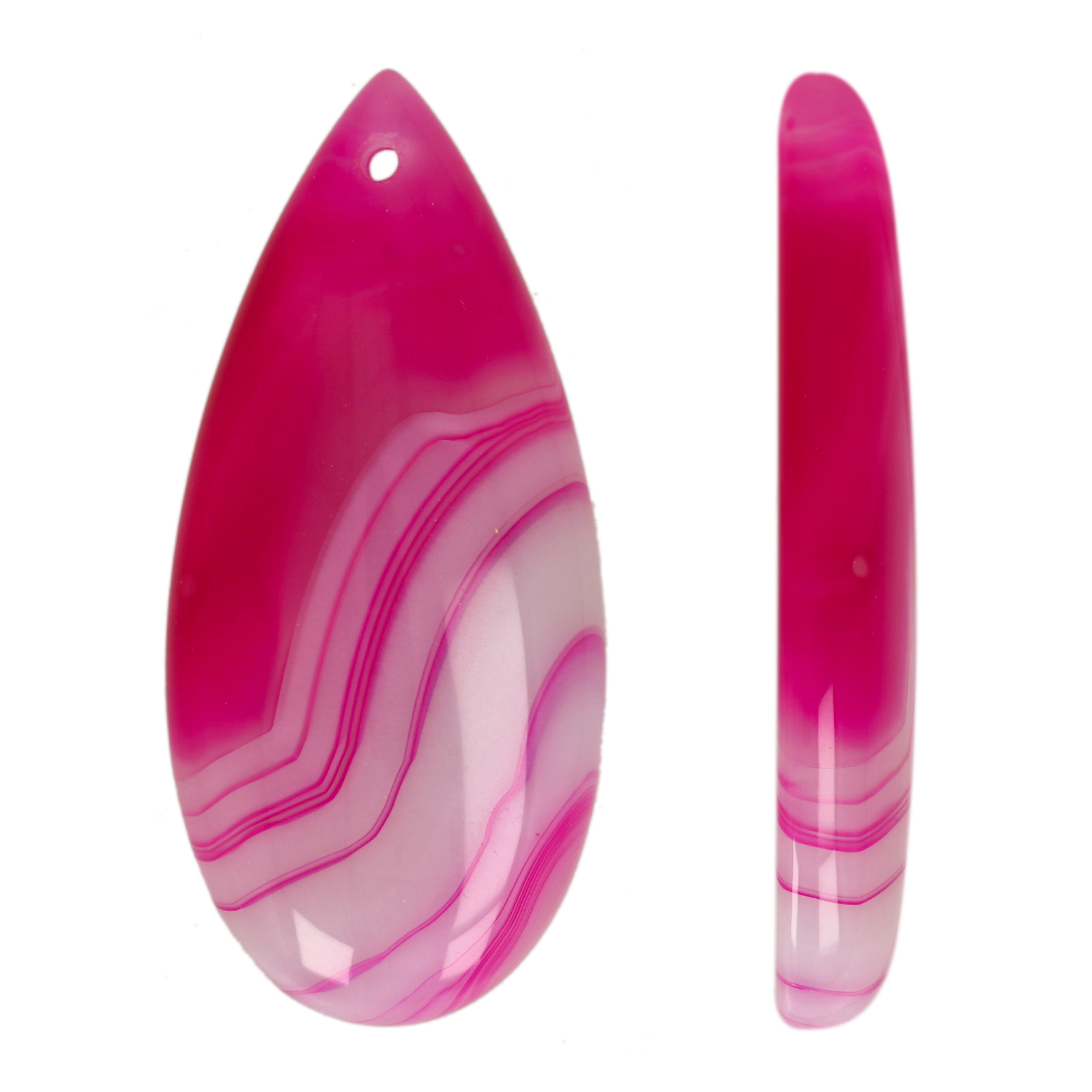 fuchsia striped agate pendant smooth drop 48x22mm | 1pc