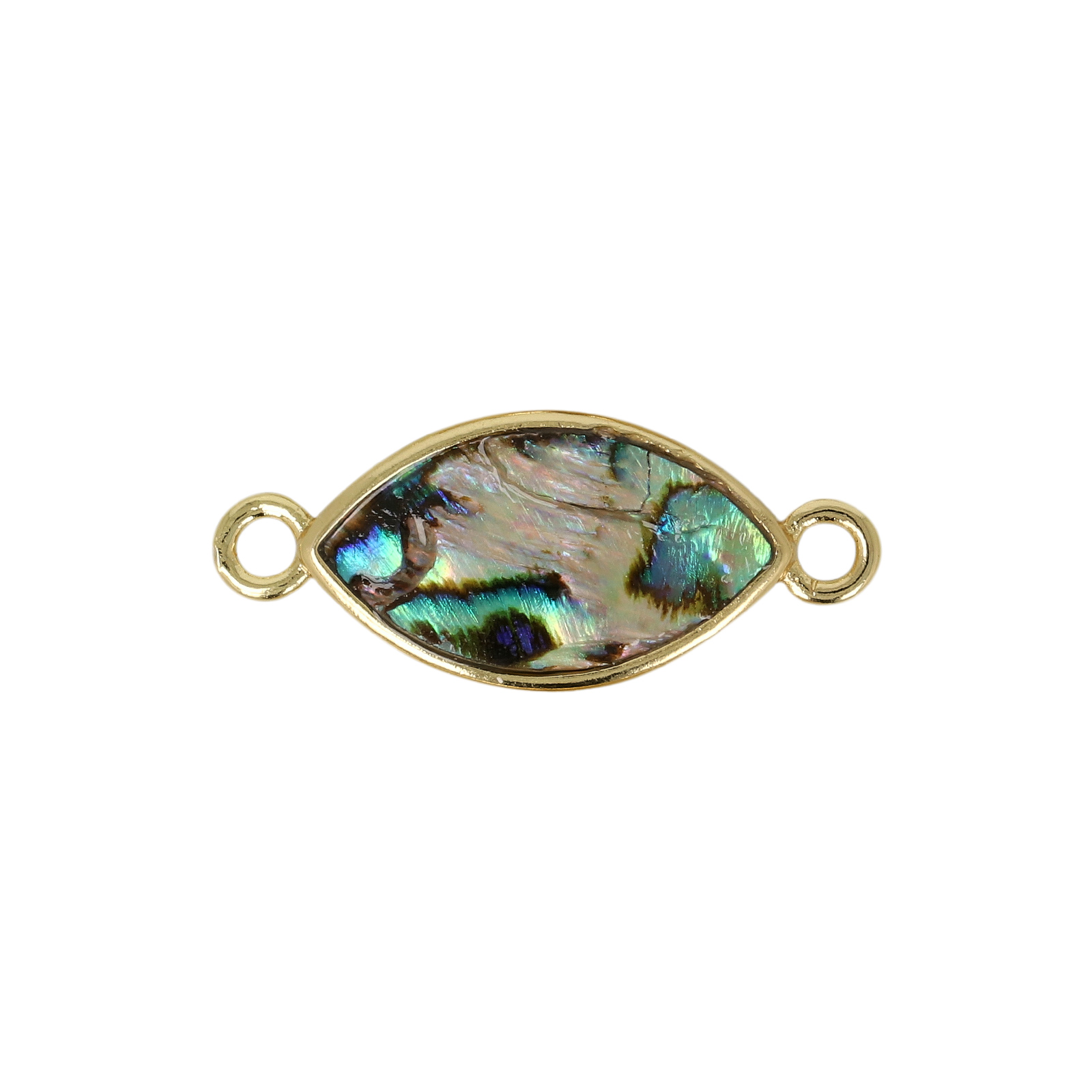 paua shell link gold plated navette 20x10mm | 1pc