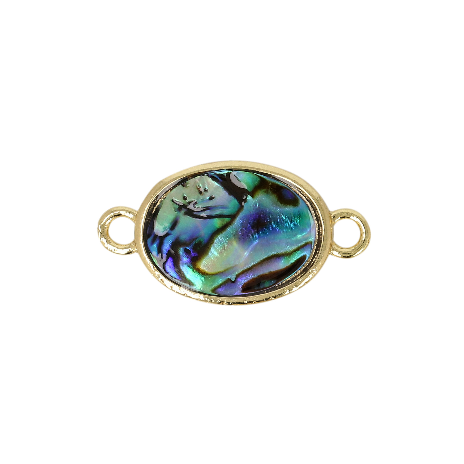 paua shell link gold plated oval 16x12mm | 1pc