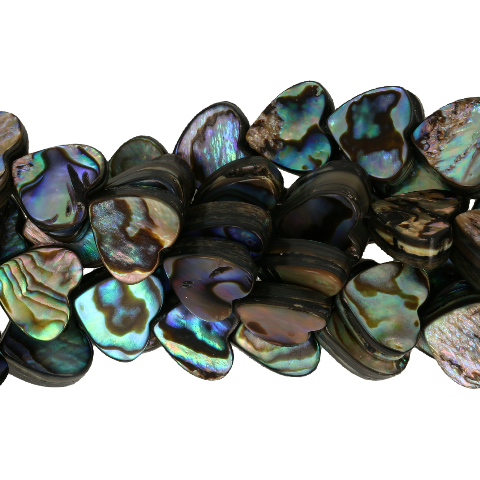paua shell beads - heart 10mm | 4pc