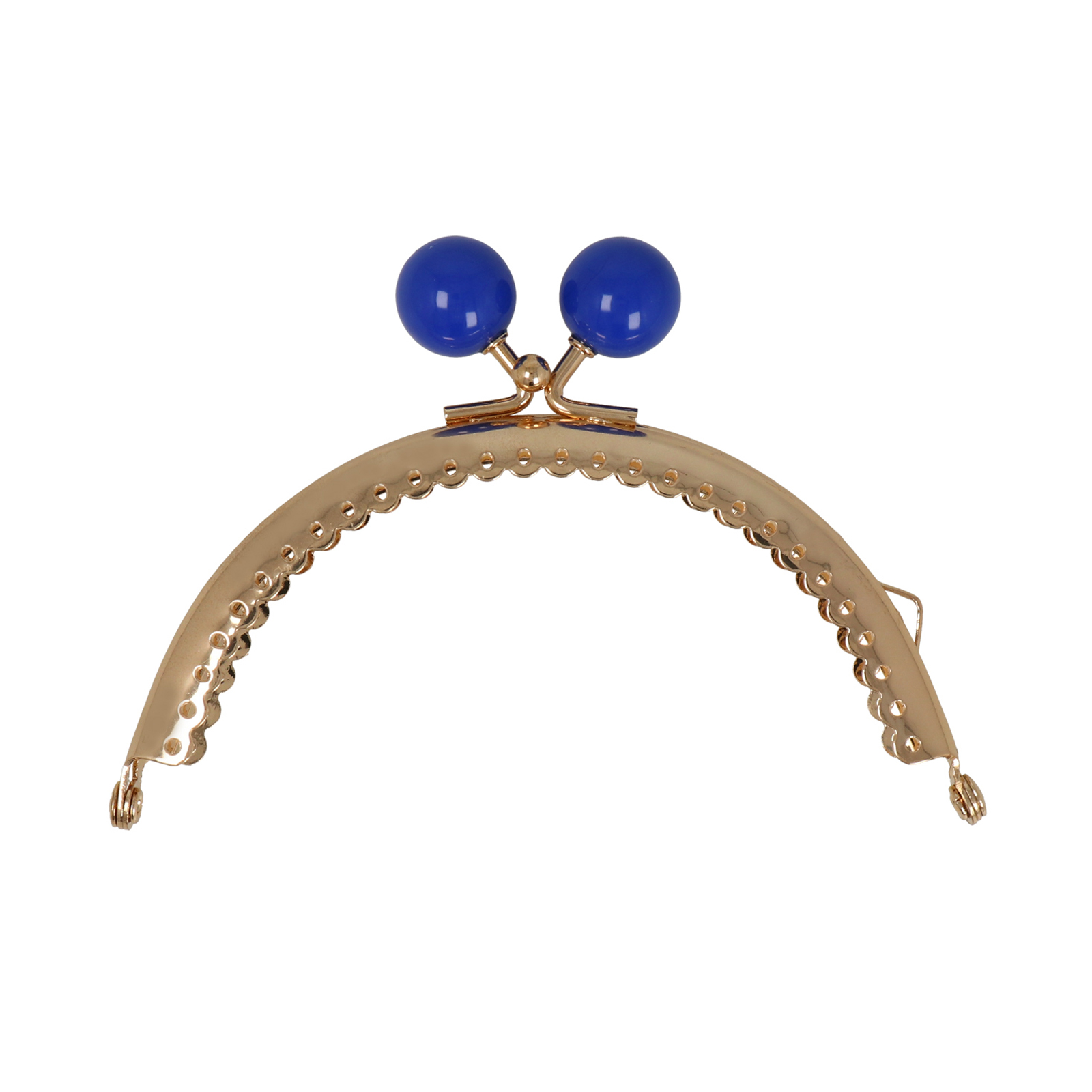 gold clic clac bag fastening with bleu bead 10,5cm | 1pc