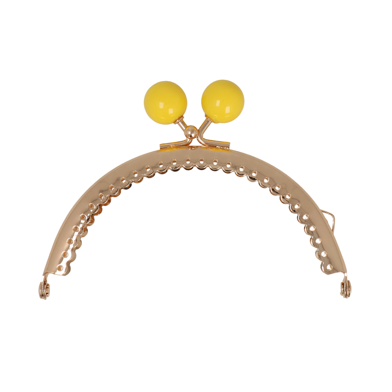 gold clic clac bag fastening with yellow bead 10,5cm | 1pc