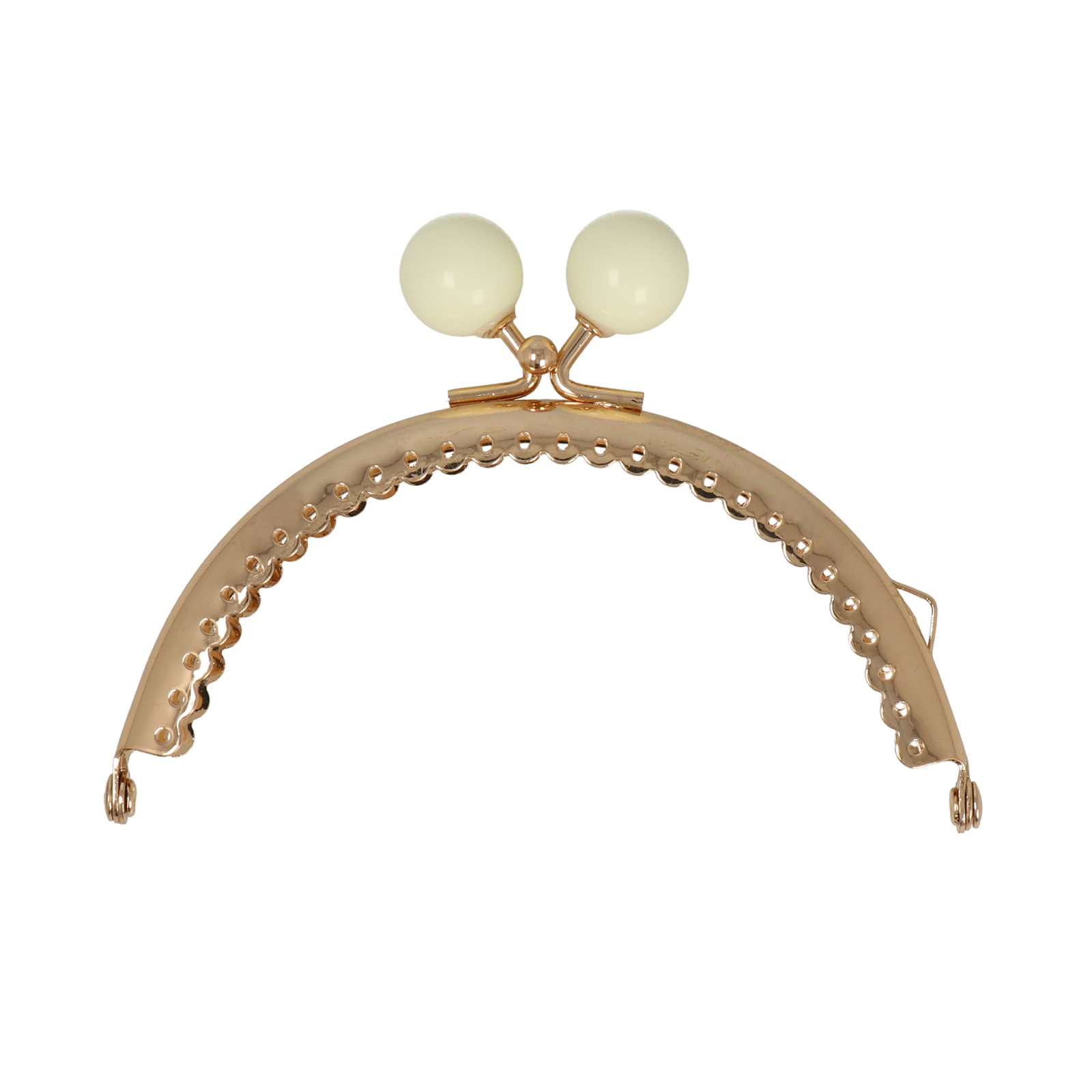 gold cllic clac bag fastening with white bead 10,5cm | 1pc