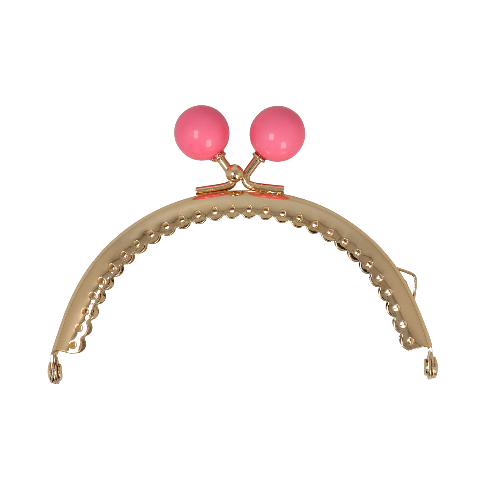 gold clic clac bag fastening with pink bead 10,5cm | 1pc