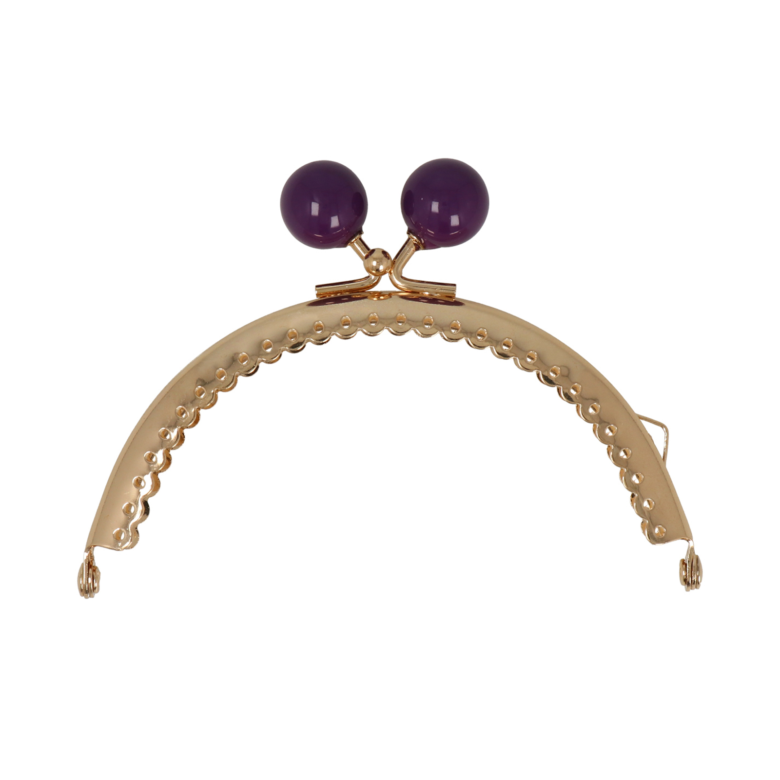 gold clic clac bag fastening with purple bead 10,5cm | 1pc