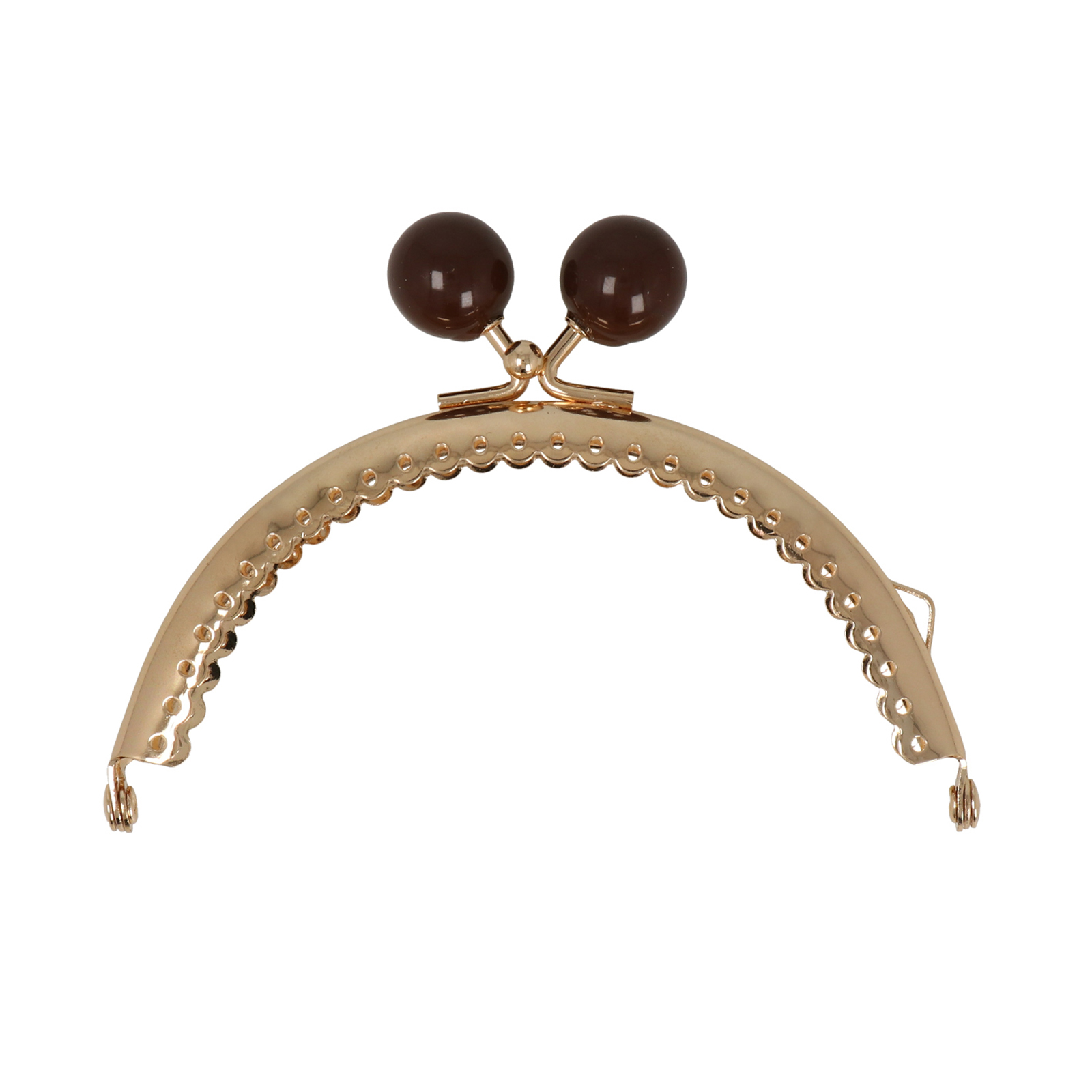gold clic clac bag fastening with brown bead 10,5cm | 1pc