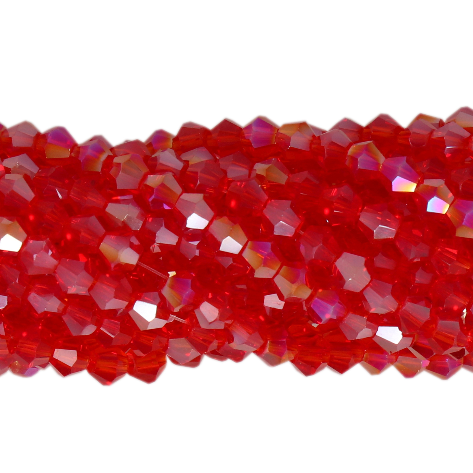 chinese glasperlen facettiertes doppelkegel light siam ab 3mm | 1-strang