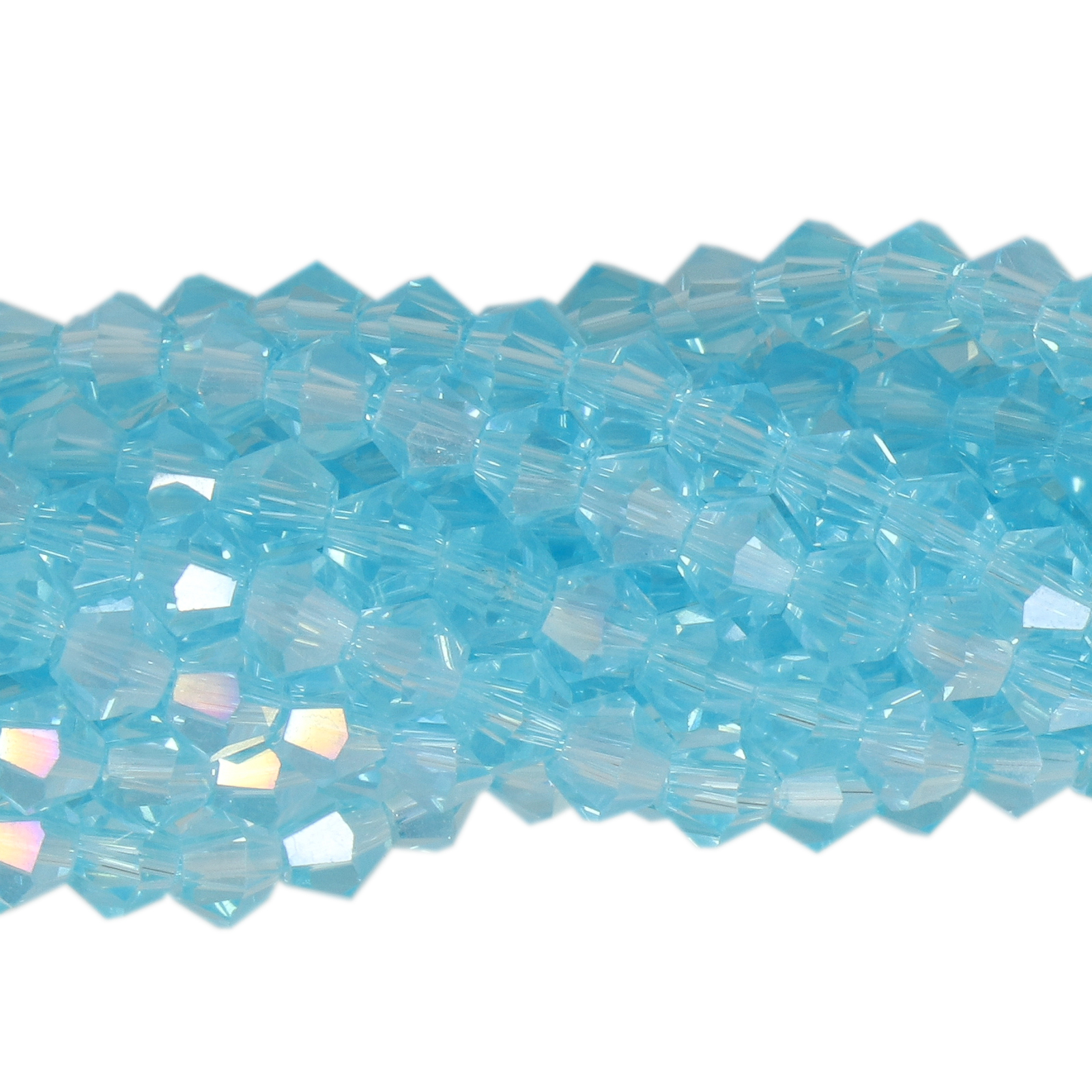 aquamarine ab chinese crystal faceted bicone 4mm | 1 strand