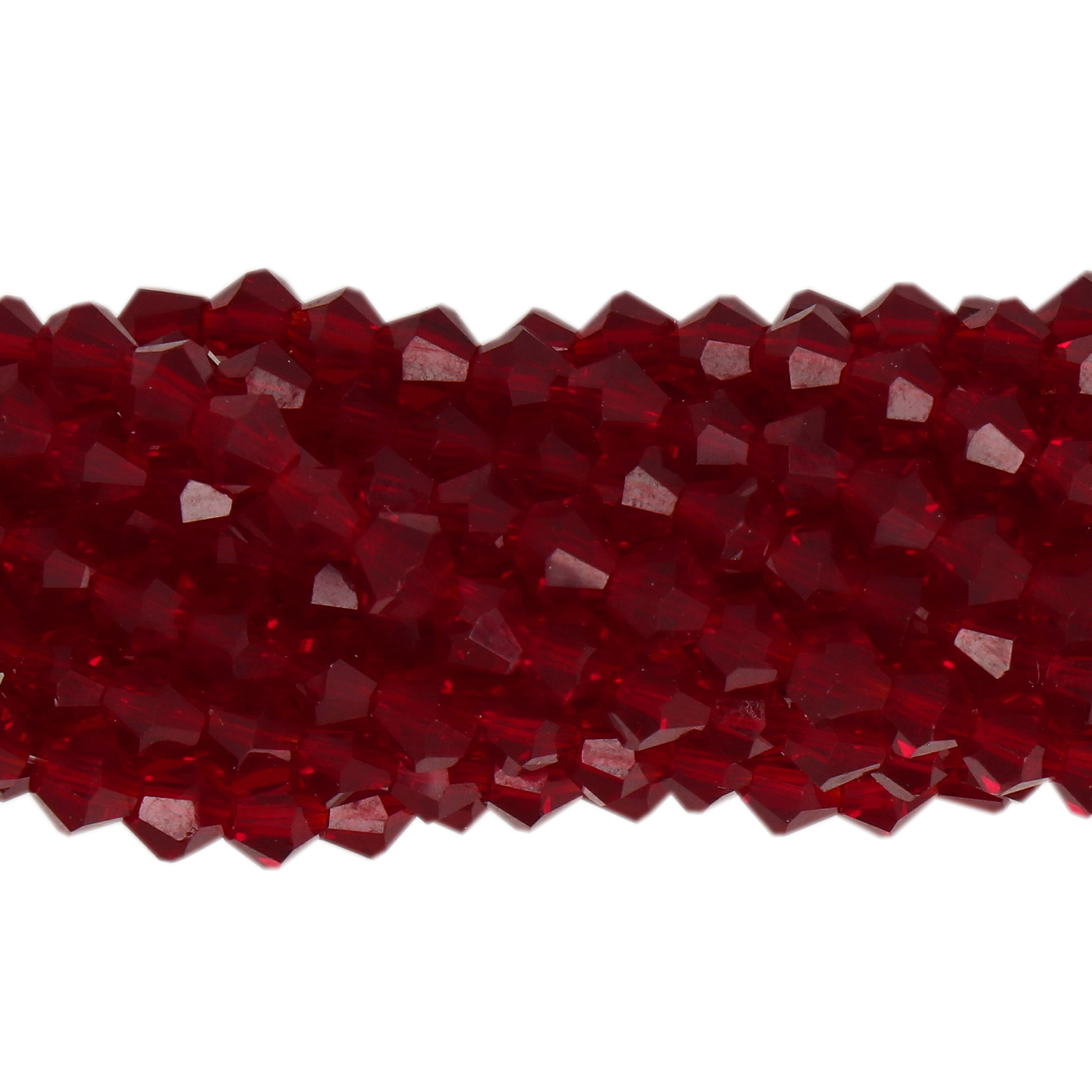 chinese glasperlen facettiertes doppelkegel siam 4mm | 1-strang
