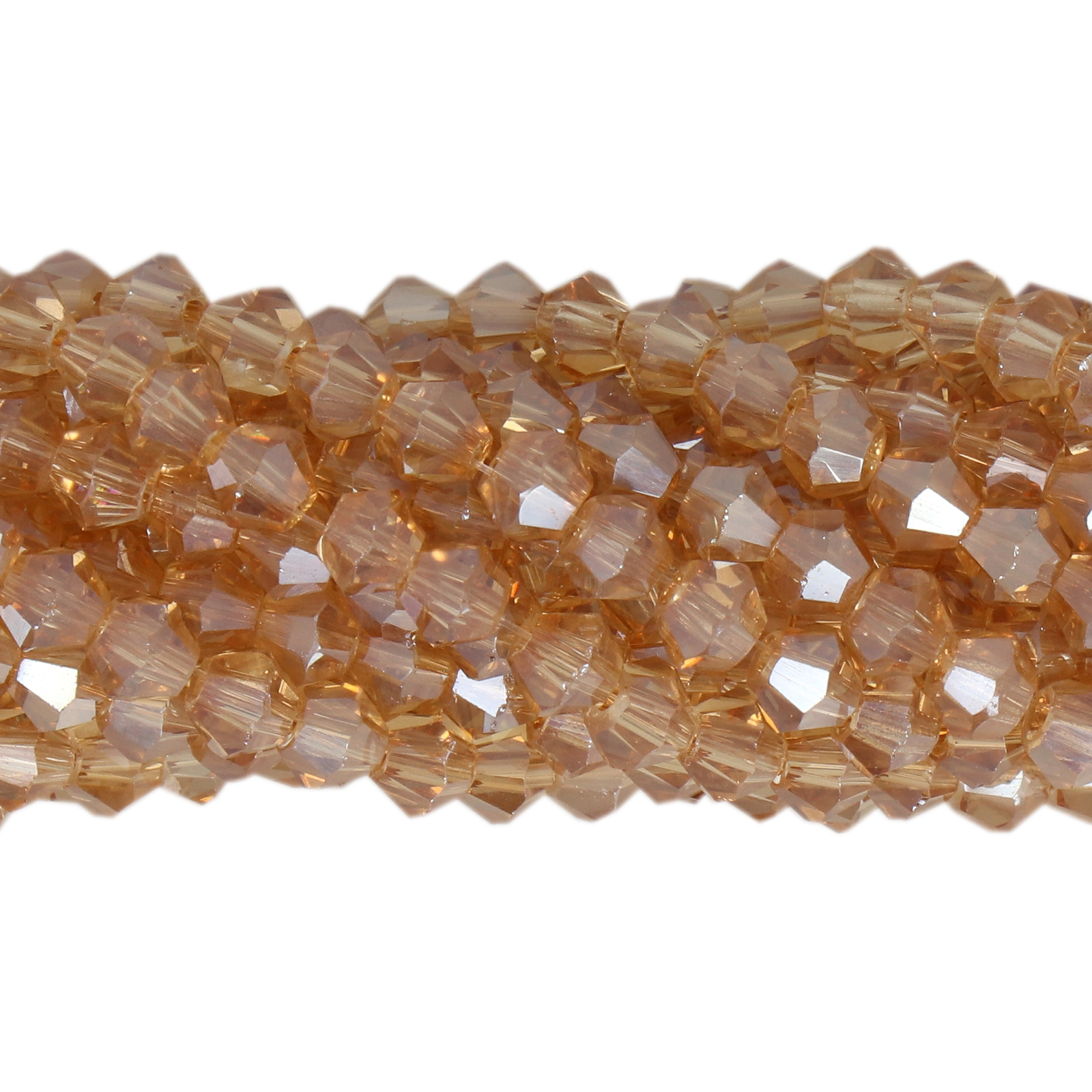 chinese glasperlen facettiertes doppelkegel topaz ab 4mm | 1-strang