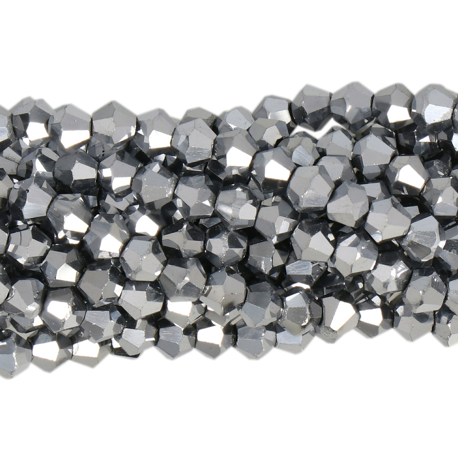 metallic silver chinese crystal faceted bicone 4mm | 1 strand