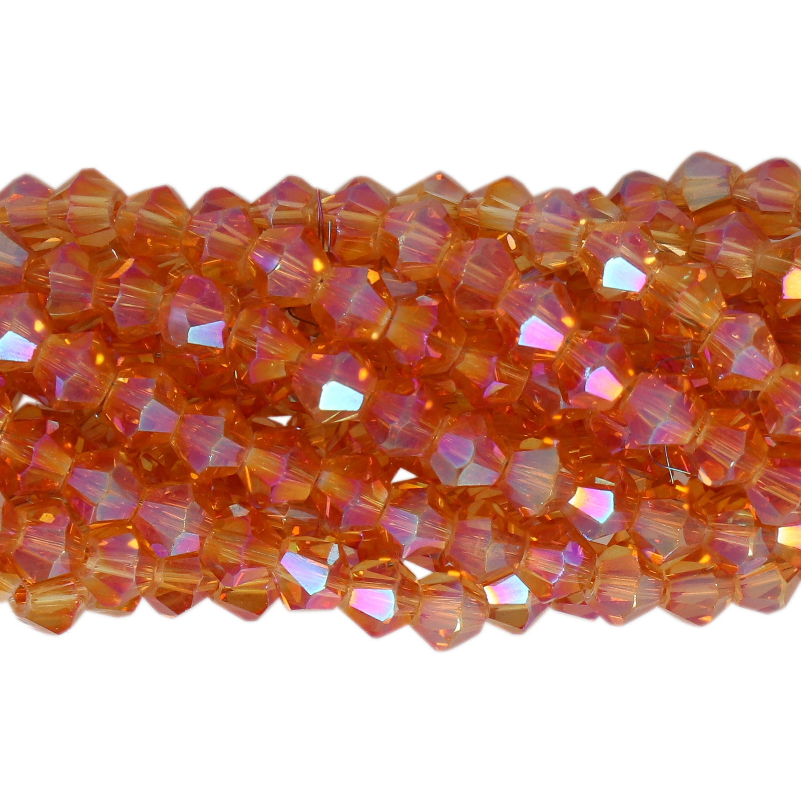 tangerine ab chinese crystal faceted bicone 4mm | 1 strand