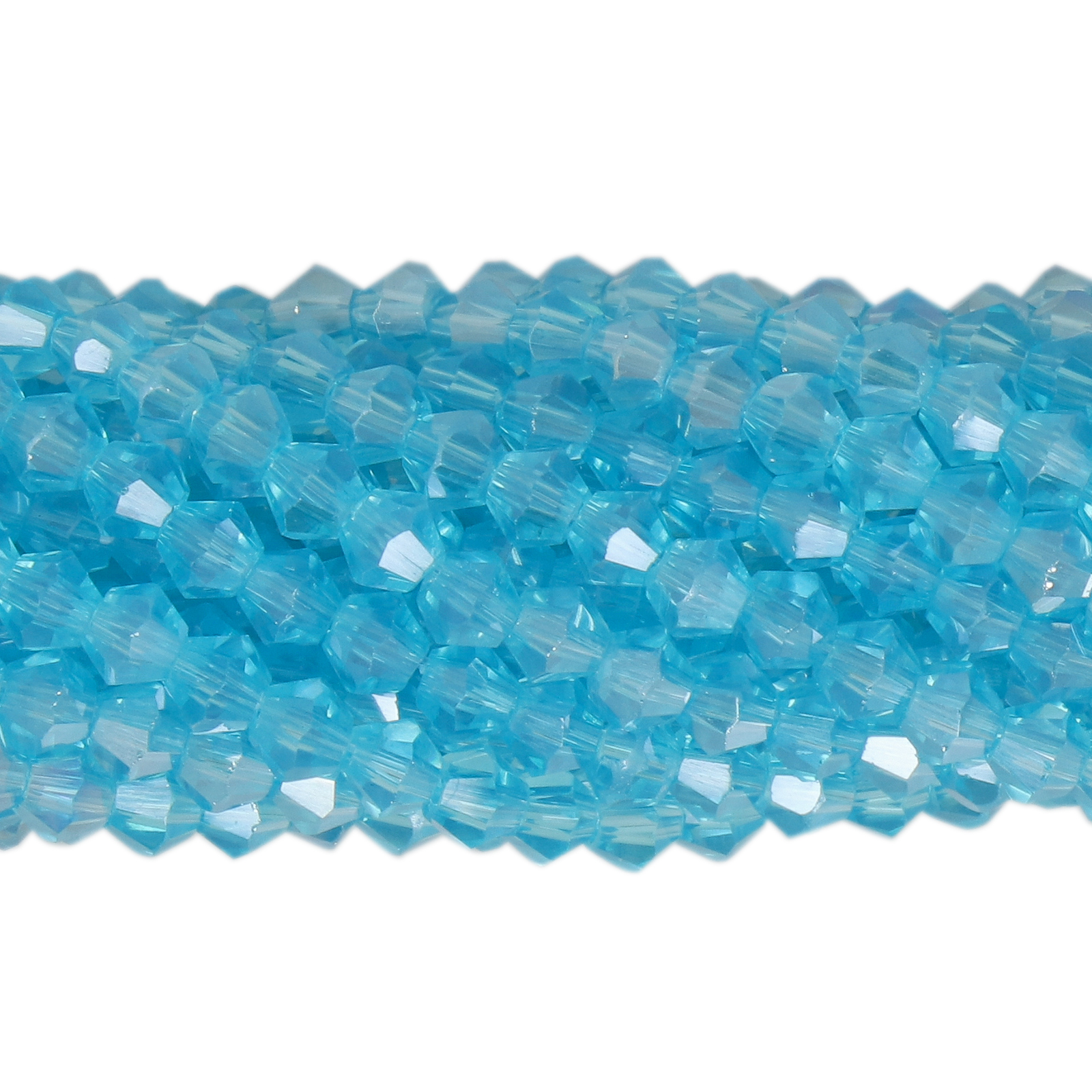 chinese glasperlen facettiertes doppelkegel aquamarine ab 3mm | 1-strang