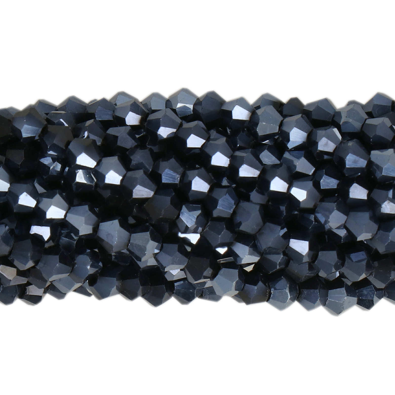 hematite chinese crystal faceted bicone 3mm | 1 strand