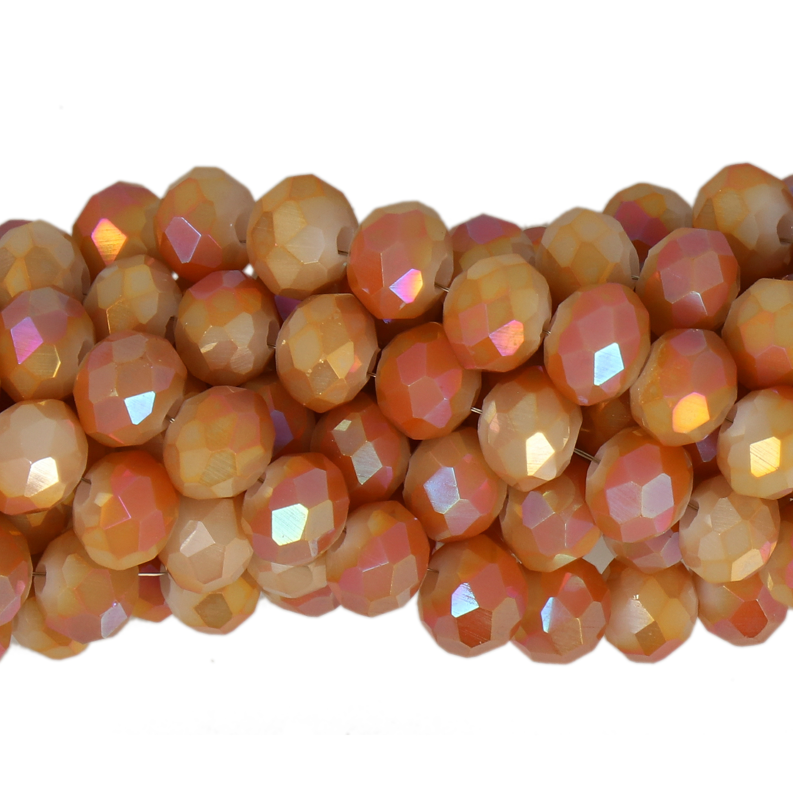 opaque apricot ab gold chinese crystal faceted roundelle 6x4mm | 1 strand