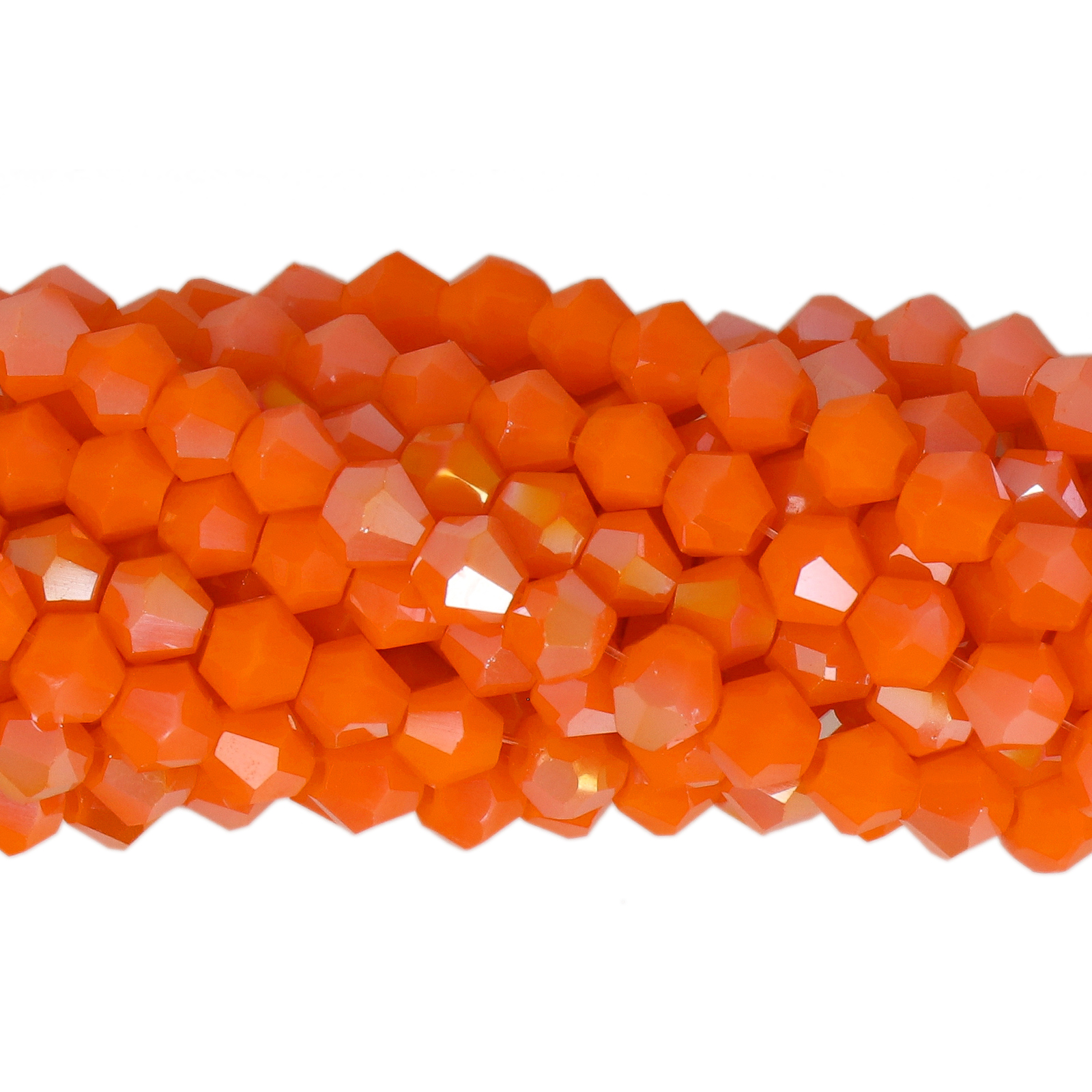 opaque orange ab chinese crystal faceted bicone 4mm | 1 strand