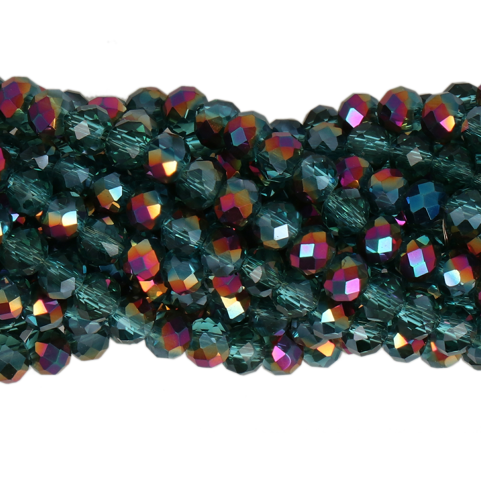 metallic iris teal chinese crystal faceted roundelle 4x3mm | 1 strand