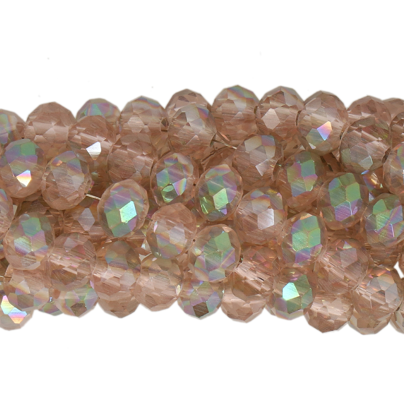 chinese glasperlen facettiertes rondelle vintage pink iris green 6x4mm | 1-strang