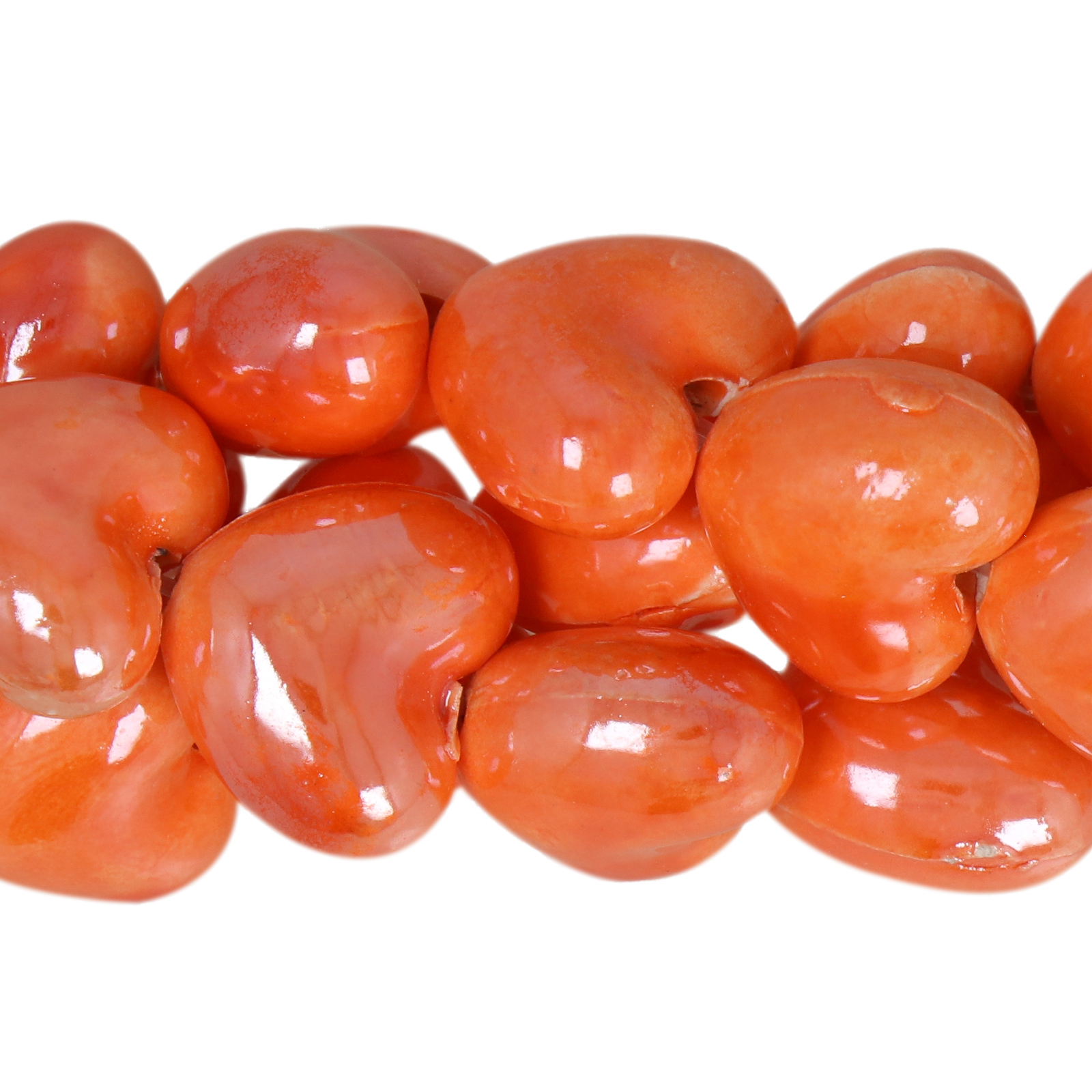 orange ceramic beads heart 16mm - 23pcs | 1 strand