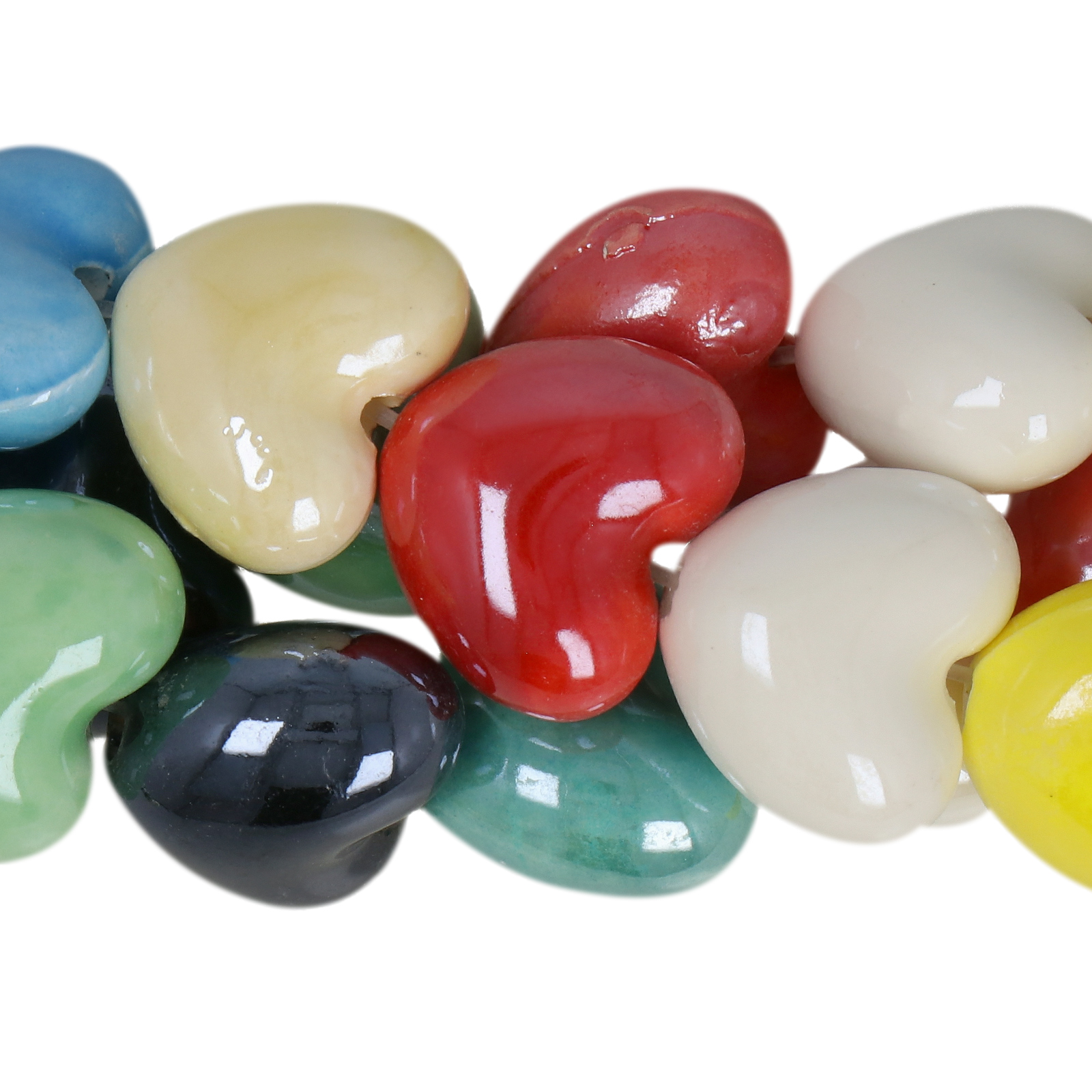 mix color ceramic beads heart 16mm - 23pcs | 1 strand