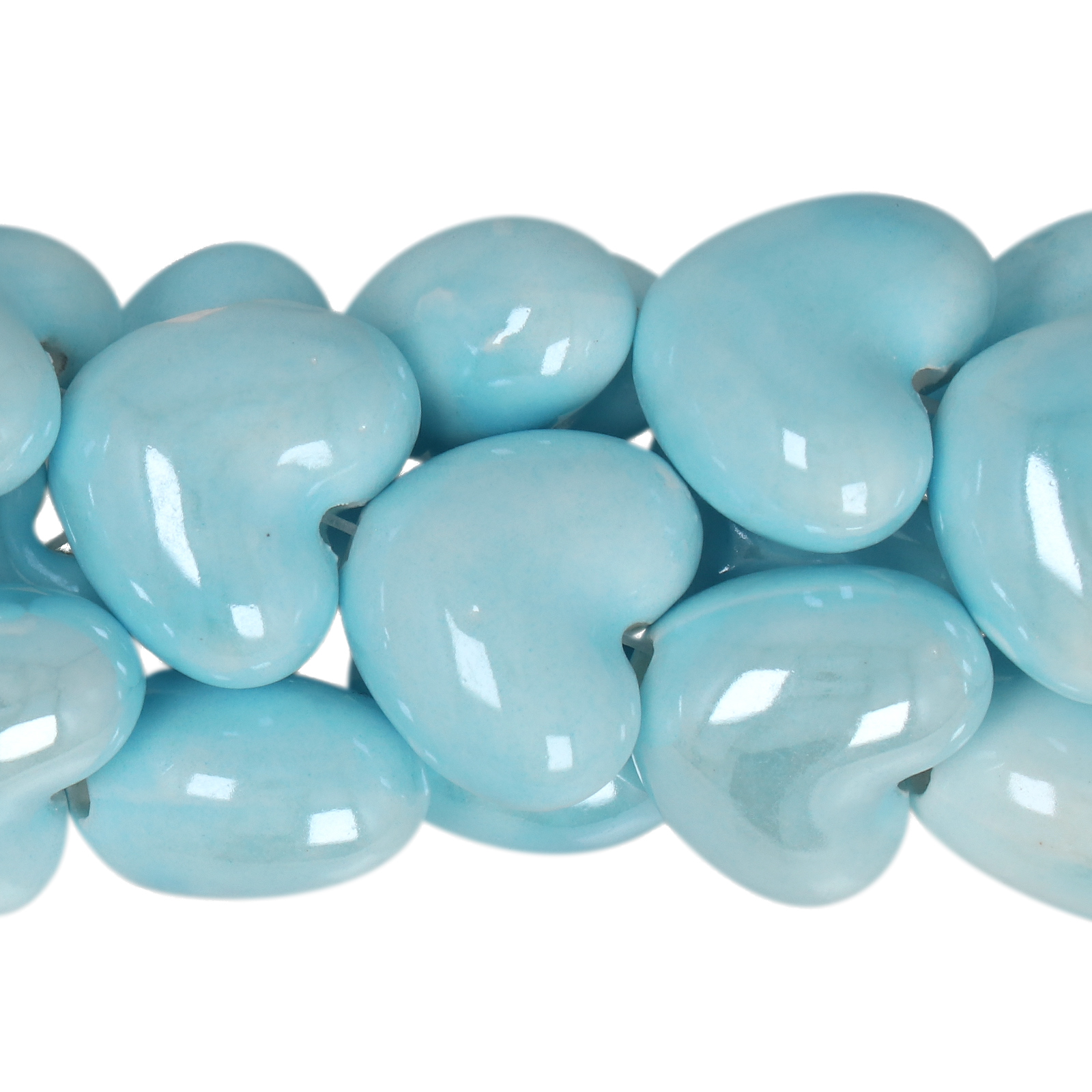 keramik perlen - hellblau herz 16mm - 23st | 1 strand