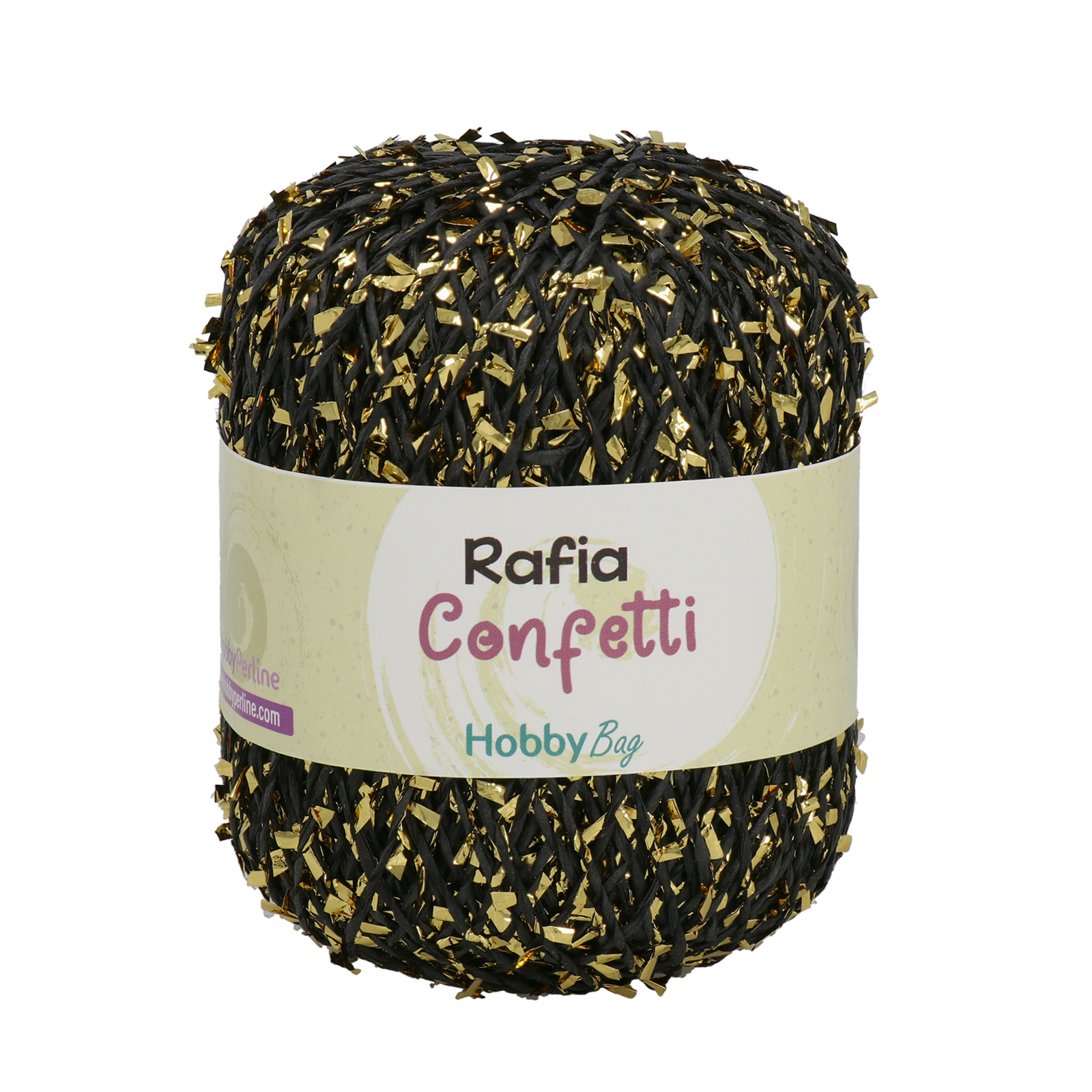 rafia confetti hobbybag - black/gold - 50gr (70mt) | 1pc