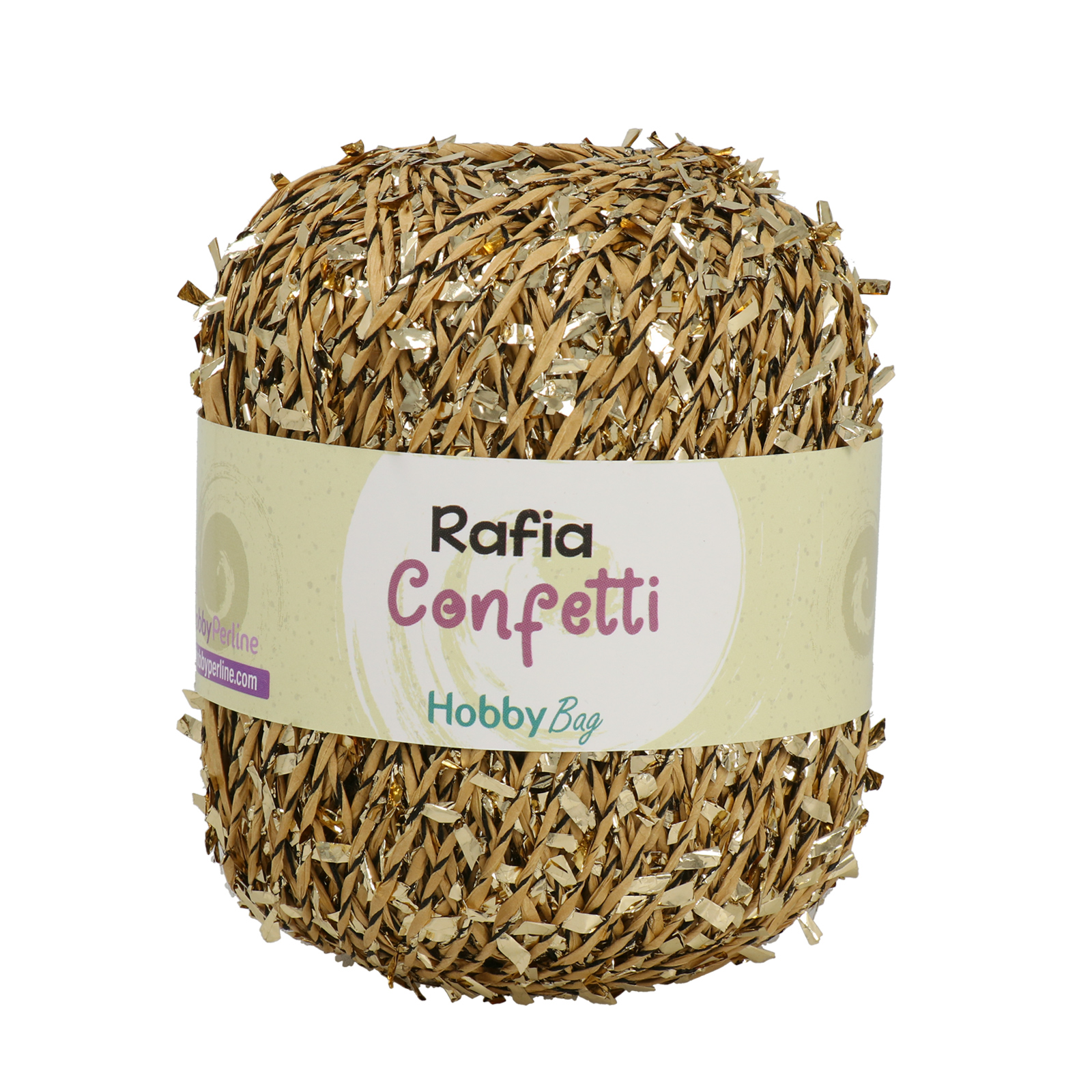 rafia confetti hobbybag - natural/gold - 50gr (70mt) | 1pc