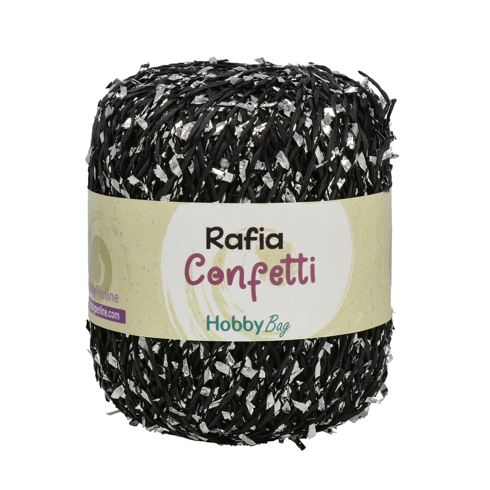 rafia confetti hobbybag - black/silver - 50gr (70mt) | 1pc