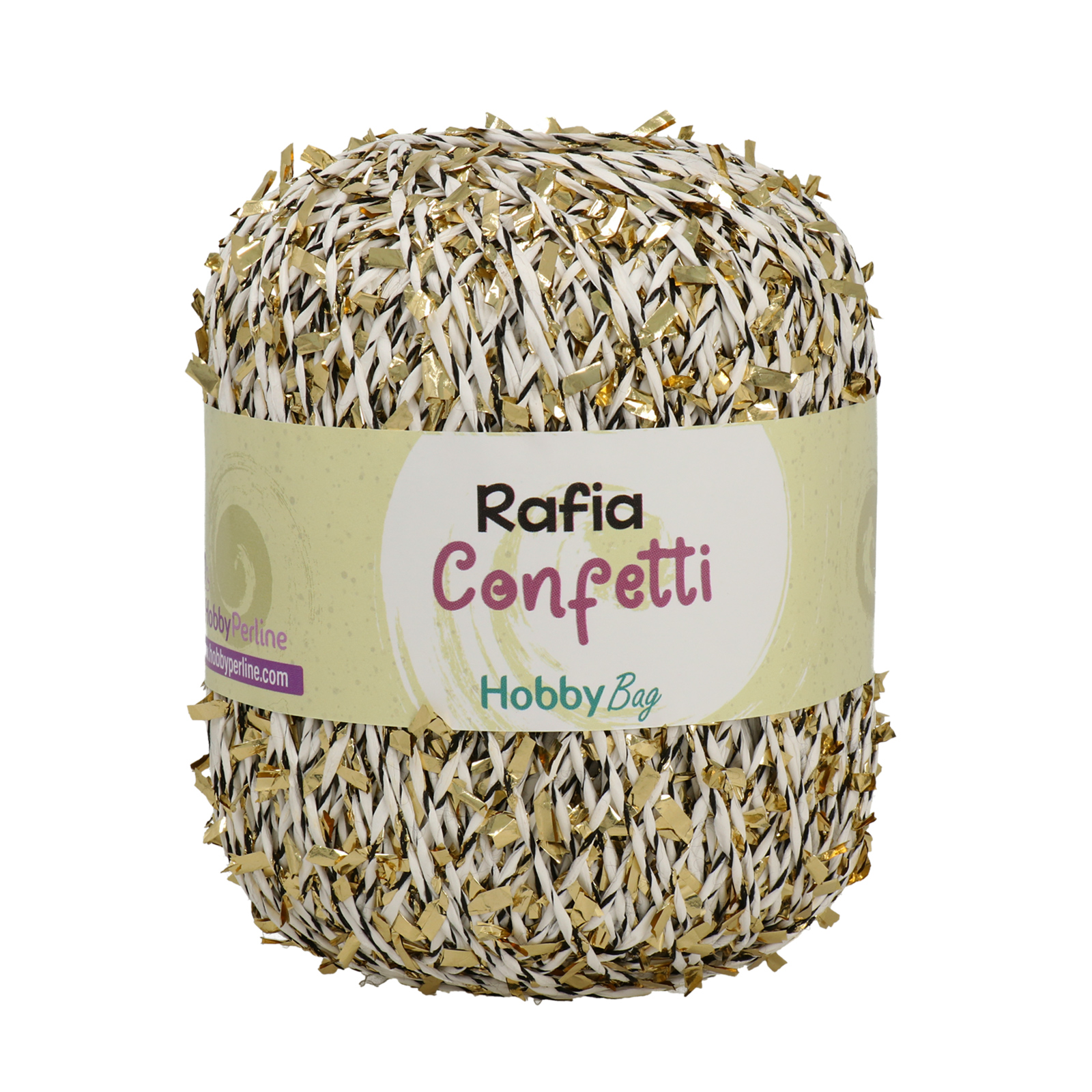 rafia confetti hobbybag - white/black/gold - 50gr (70mt) | 1pc