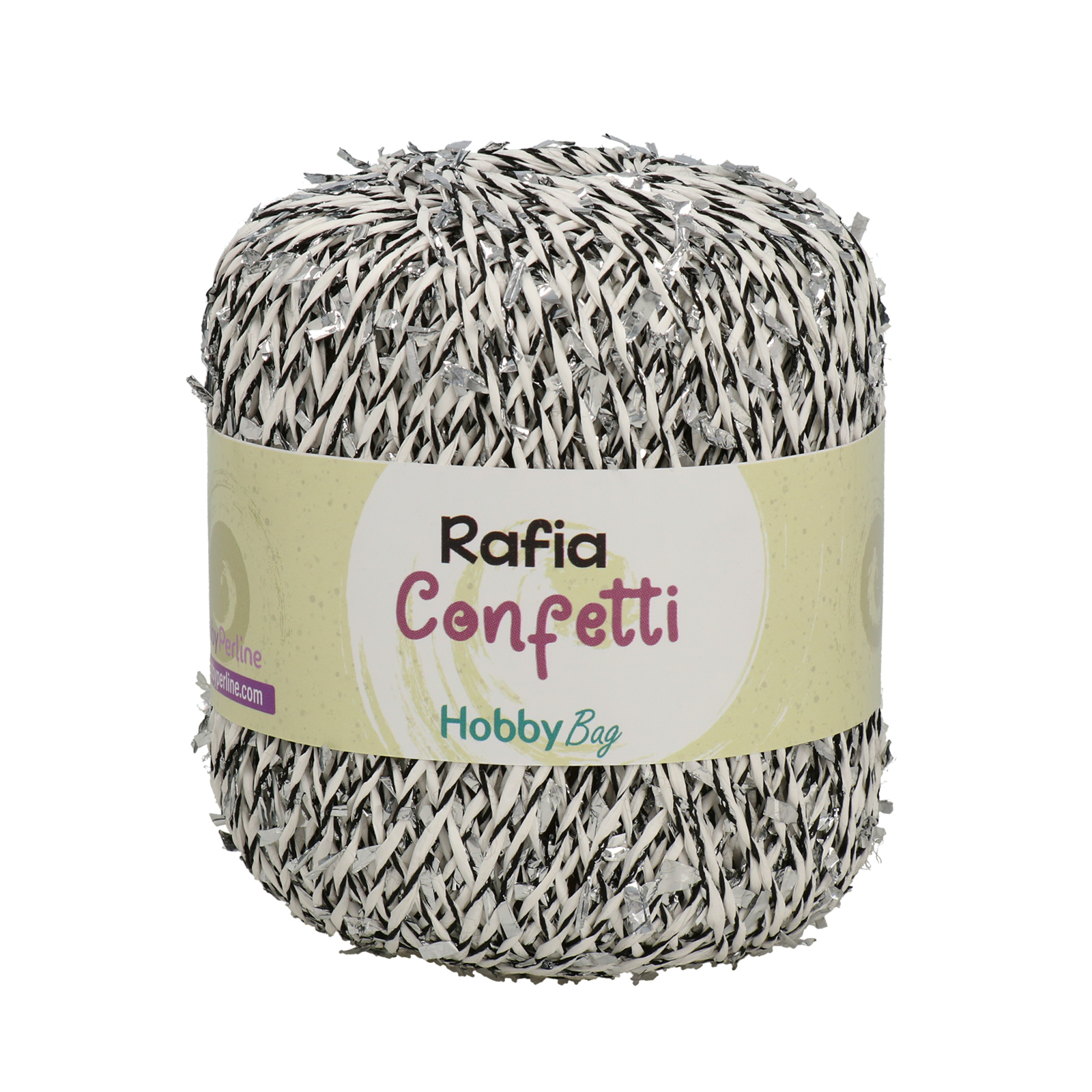 rafia confetti hobbybag - white/black/silver - 50gr (70mt) | 1pc