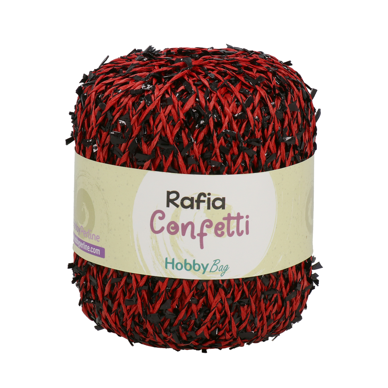 rafia confetti hobbybag - black/red - 50gr (70mt) | 1pc
