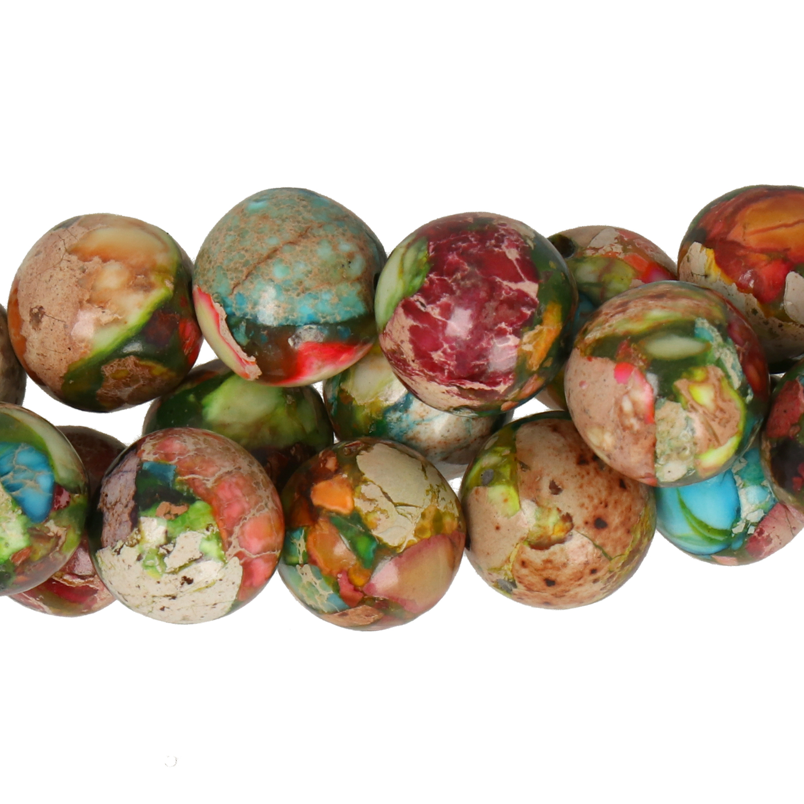 dyed multicolor impression jasper smooth round 10mm | 8pc