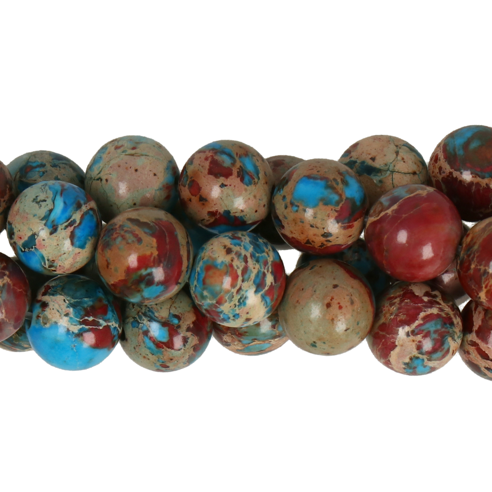 dyed impression jasper red/turquoise smooth round 8mm | 15/16-inch strand