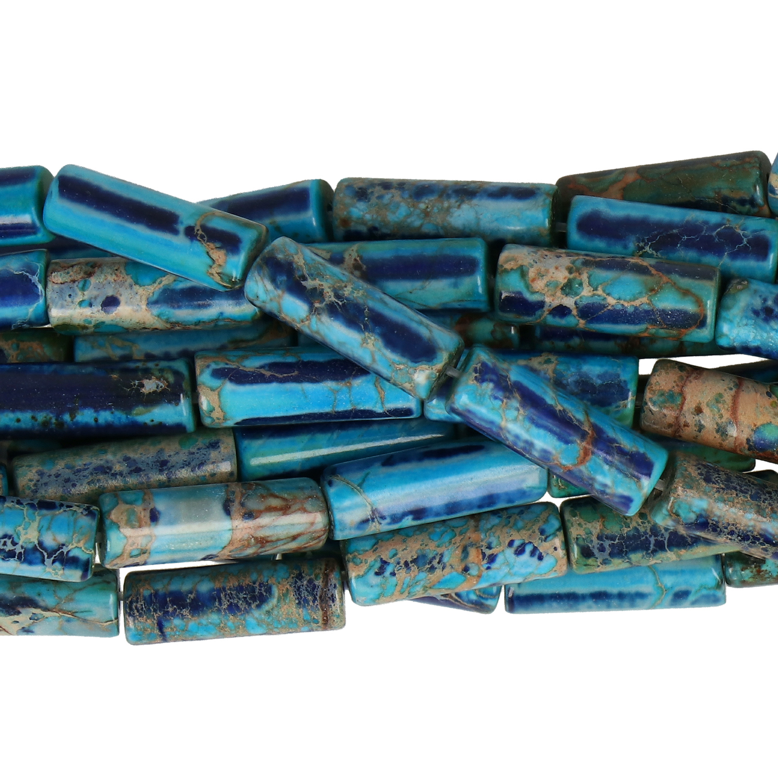 blue impression jasper smooth tube 13x4mm | 15/16-inch strand