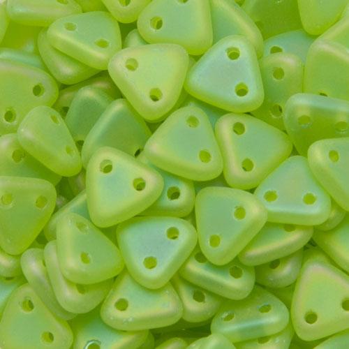 czech glass triangle beads - matte iris olivine 6mm | 8gr